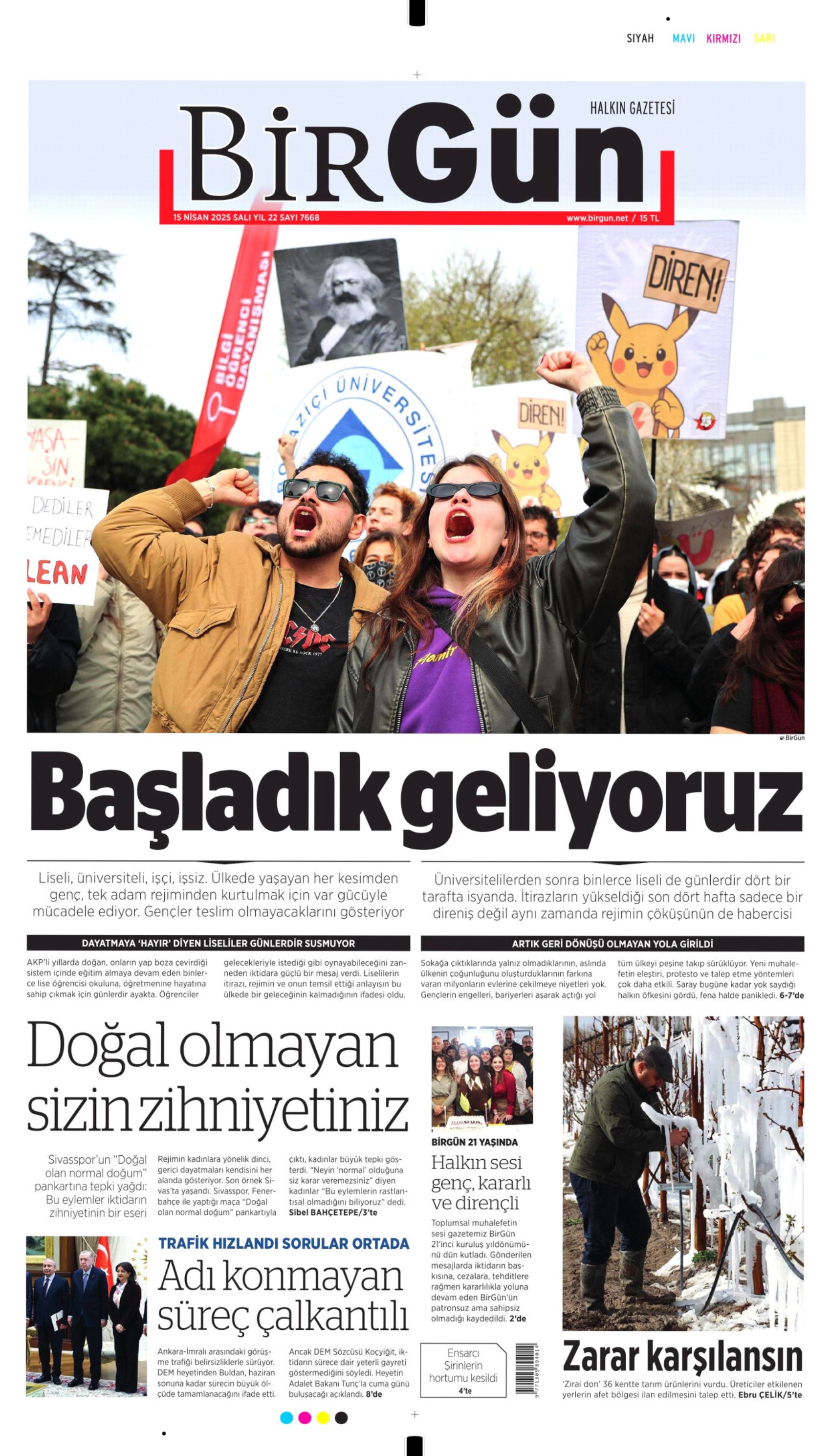 15 Nisan 2025 gazete manşetleri