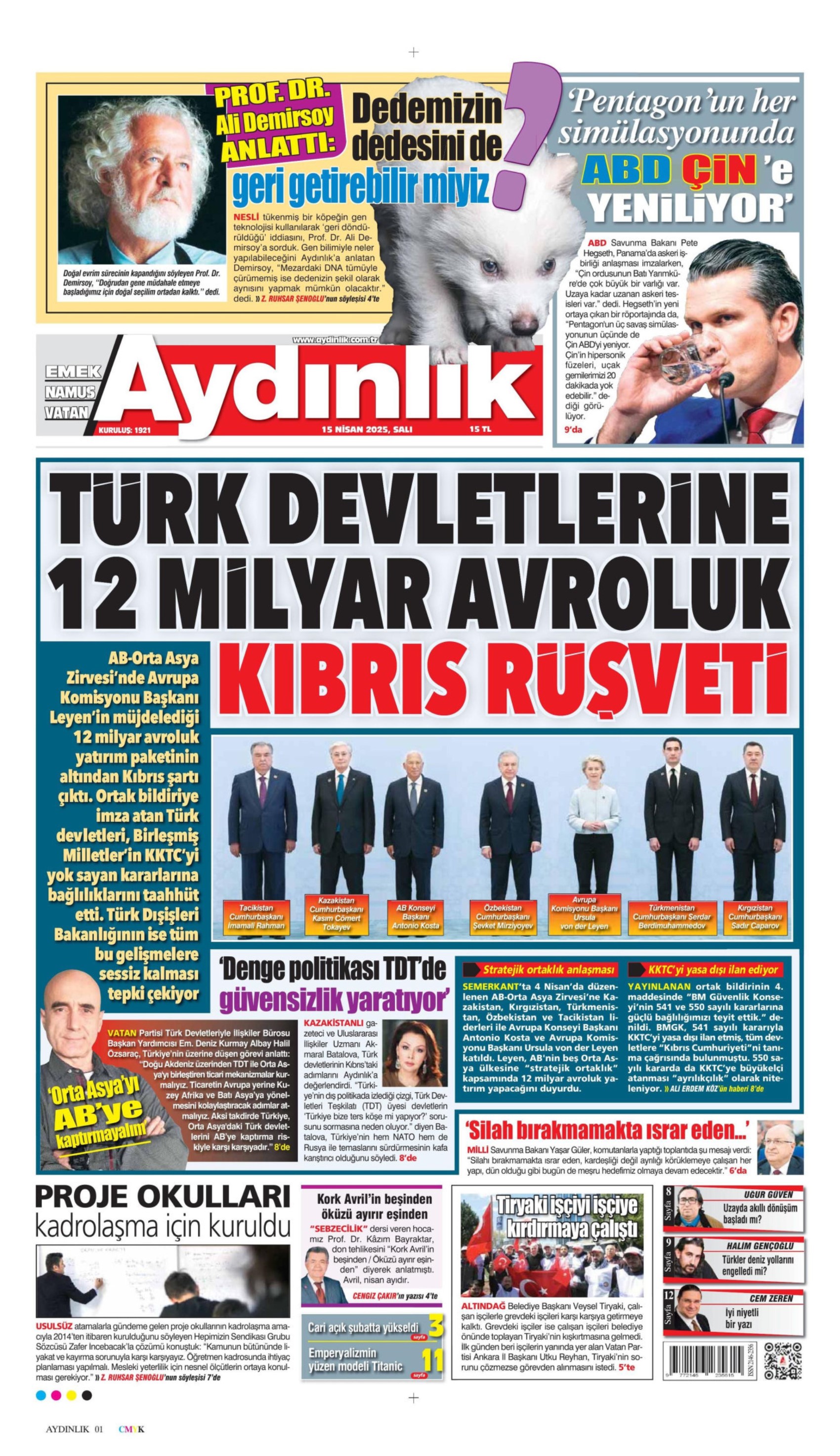 15 Nisan 2025 gazete manşetleri