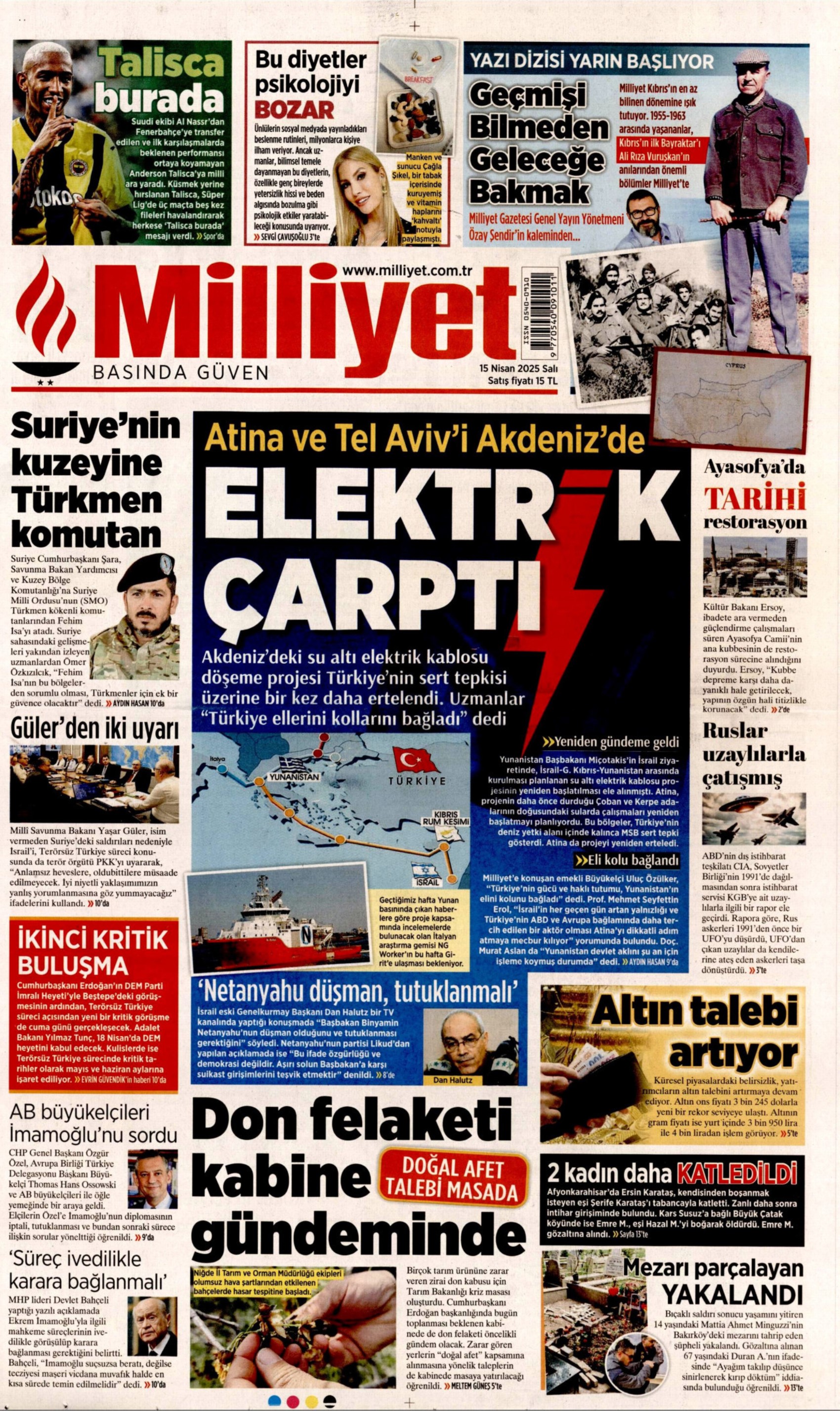 15 Nisan 2025 gazete manşetleri