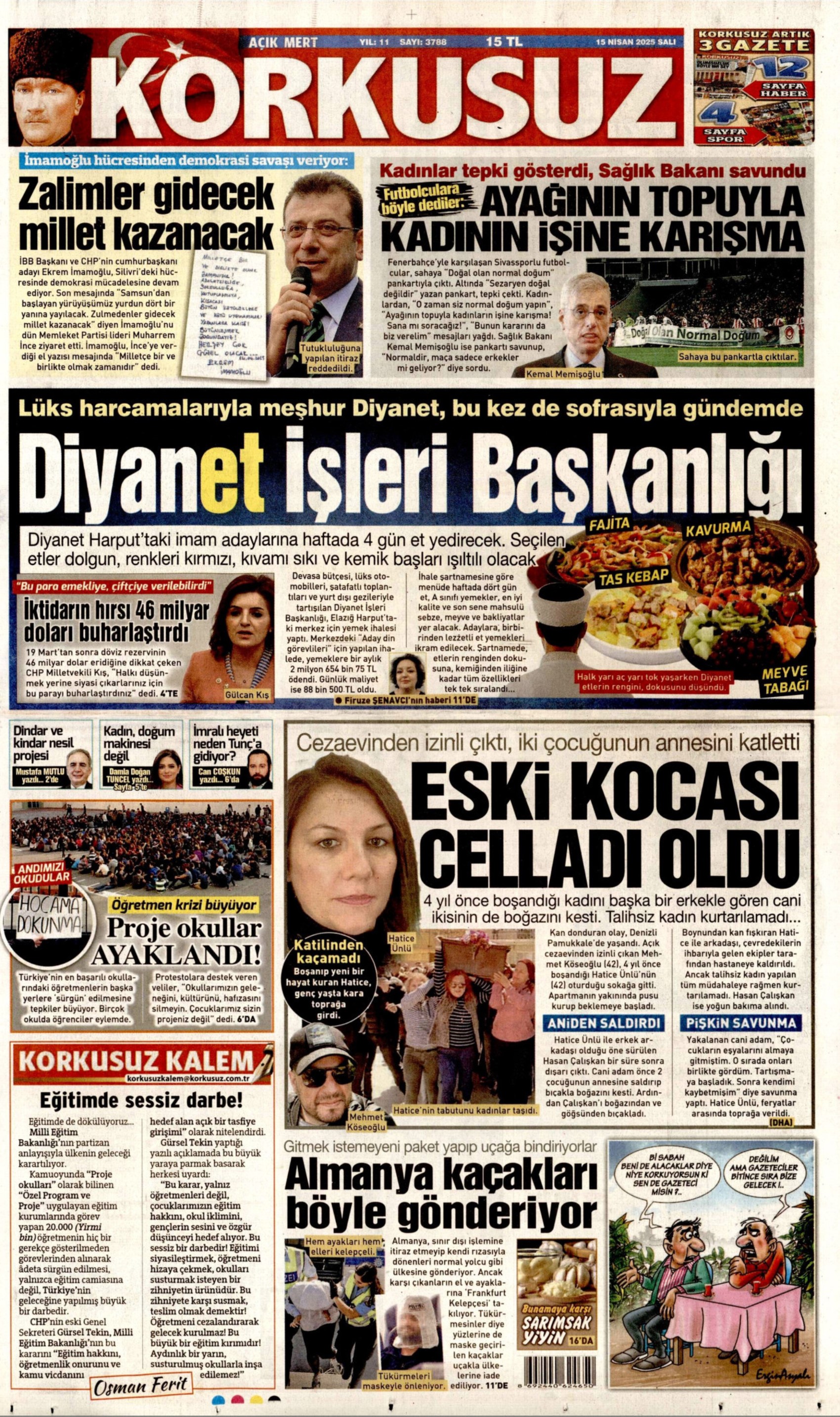 15 Nisan 2025 gazete manşetleri