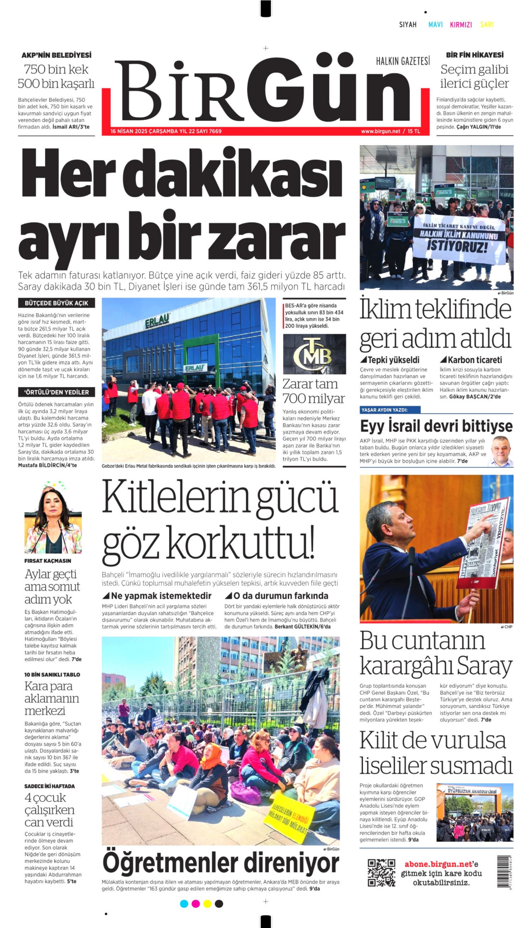 16 Nisan 2025 gazete manşetleri: Gazeteler, CHP lideri Özel ve Cumhurbaşkanı Erdoğan'ın açıklamalarını nasıl gördü?