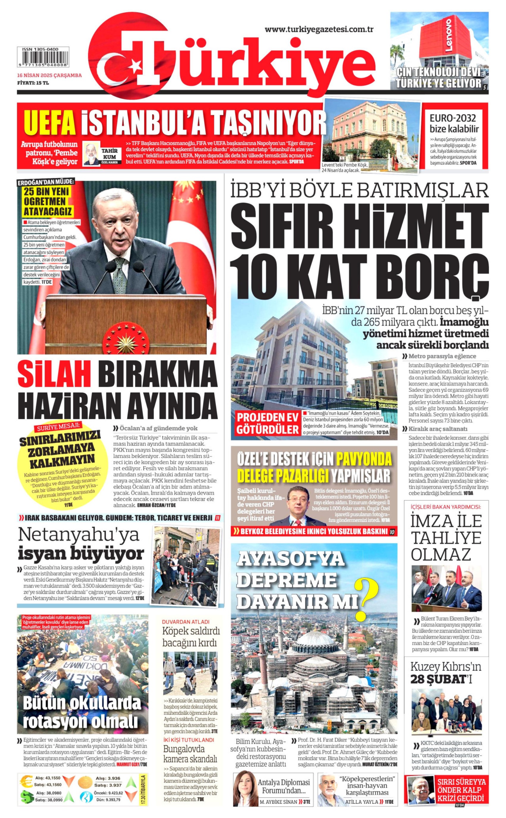 16 Nisan 2025 gazete manşetleri: Gazeteler, CHP lideri Özel ve Cumhurbaşkanı Erdoğan'ın açıklamalarını nasıl gördü?