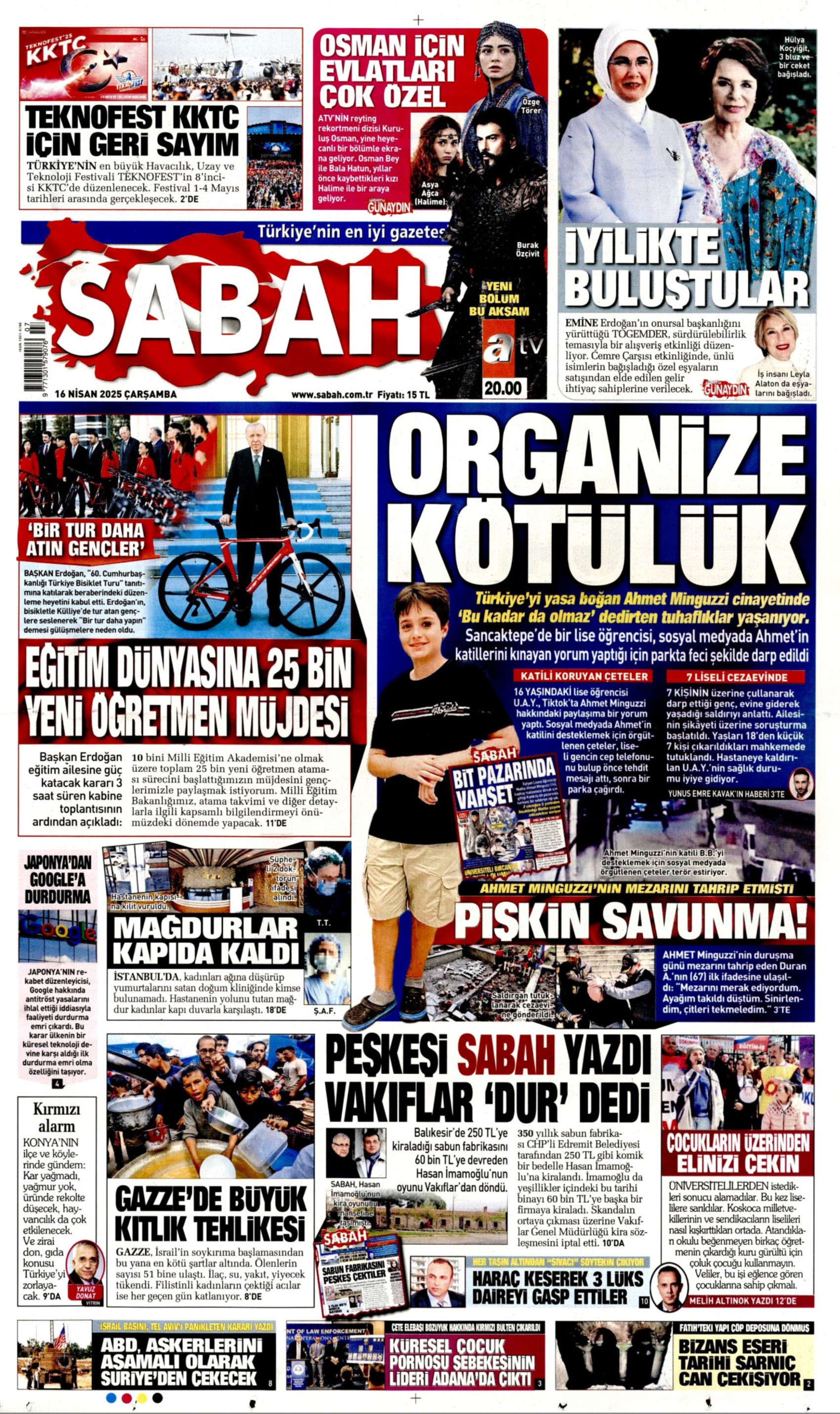 16 Nisan 2025 gazete manşetleri: Gazeteler, CHP lideri Özel ve Cumhurbaşkanı Erdoğan'ın açıklamalarını nasıl gördü?