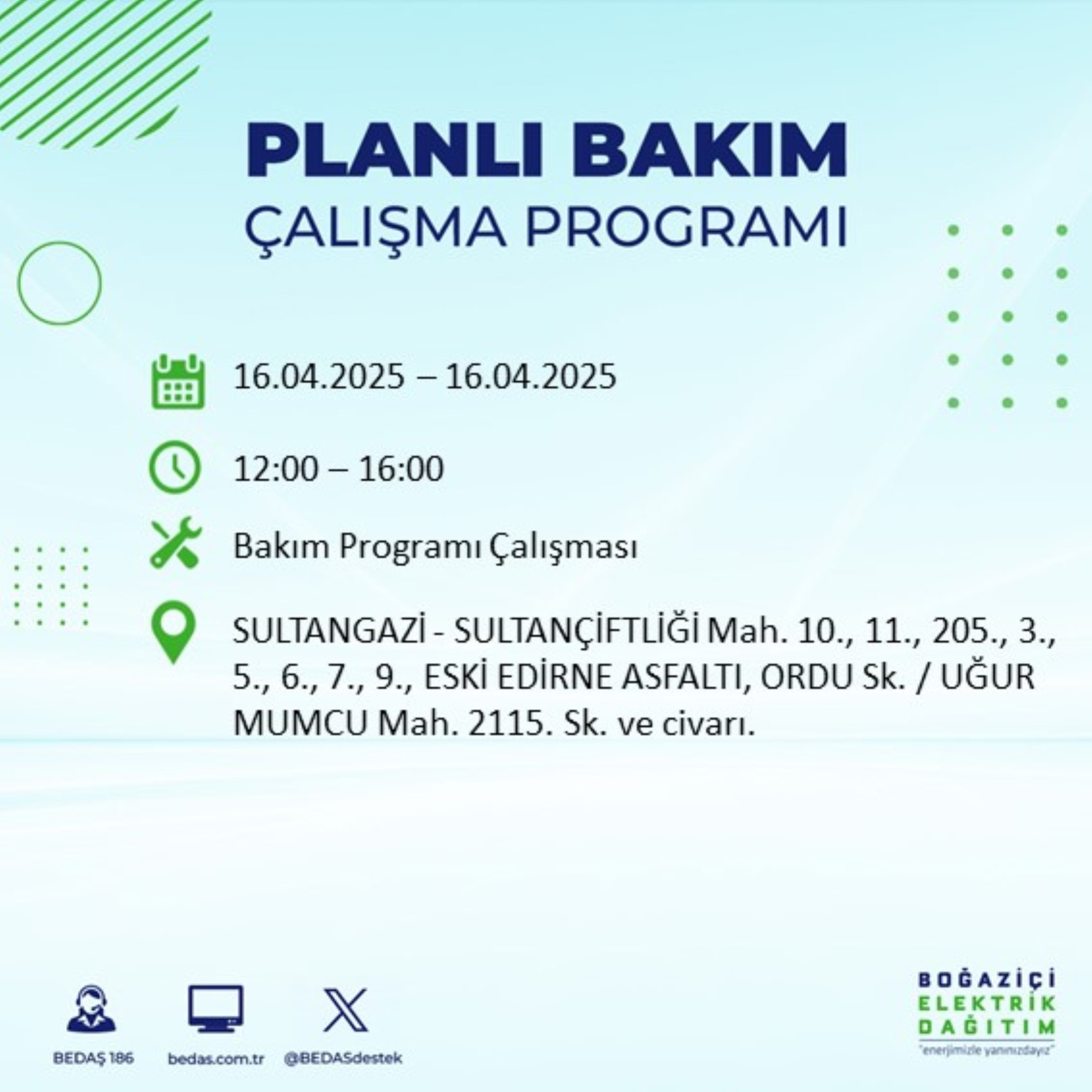 BEDAŞ paylaştı: İstanbul'da 16 Nisan Çarşamba günü elektrik kesintisi yaşanacak ilçeler