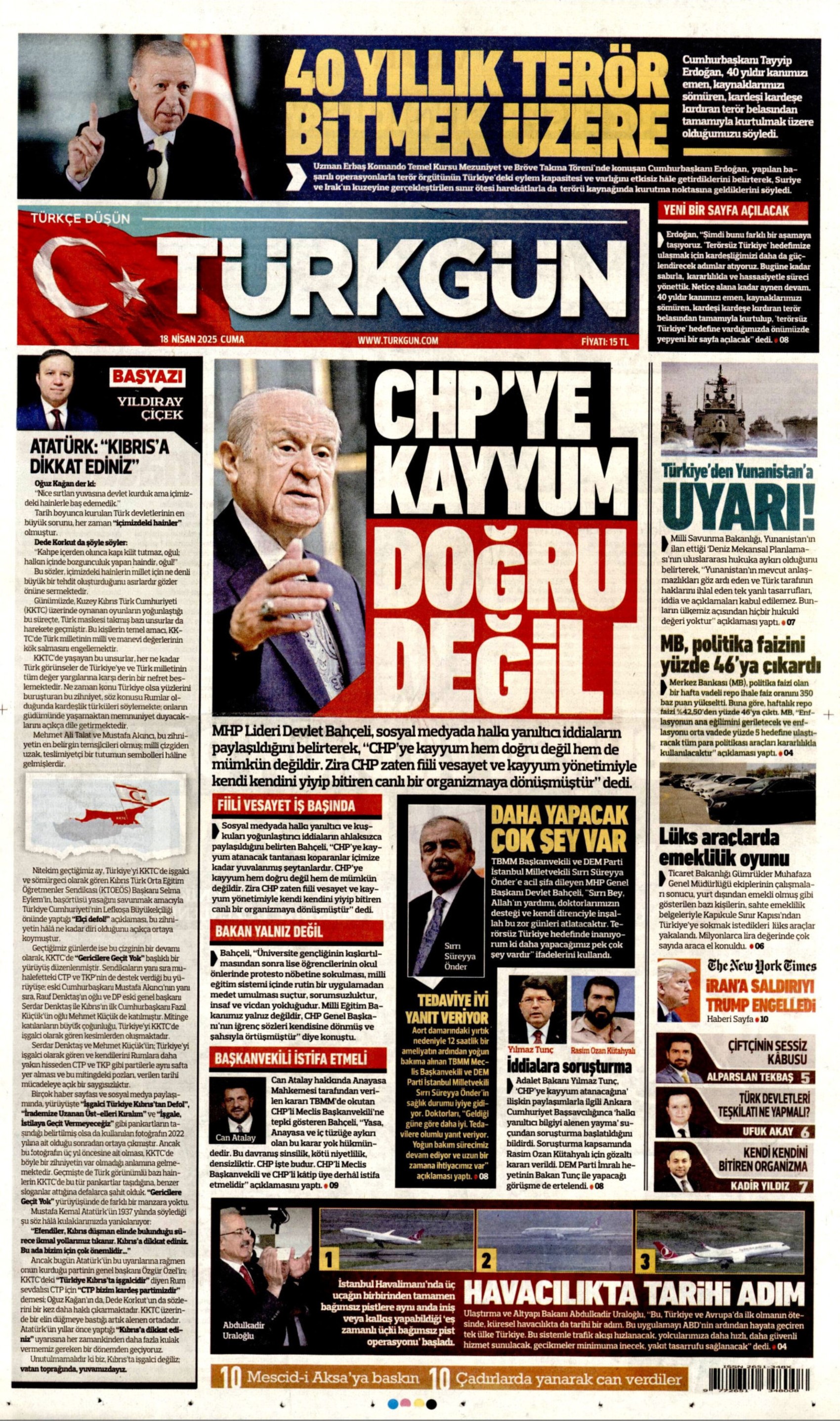 18 Nisan 2025 gazete manşetleri: Piyasalardaki İmamoğlu etkisi beklenenden daha fazla çıktı!