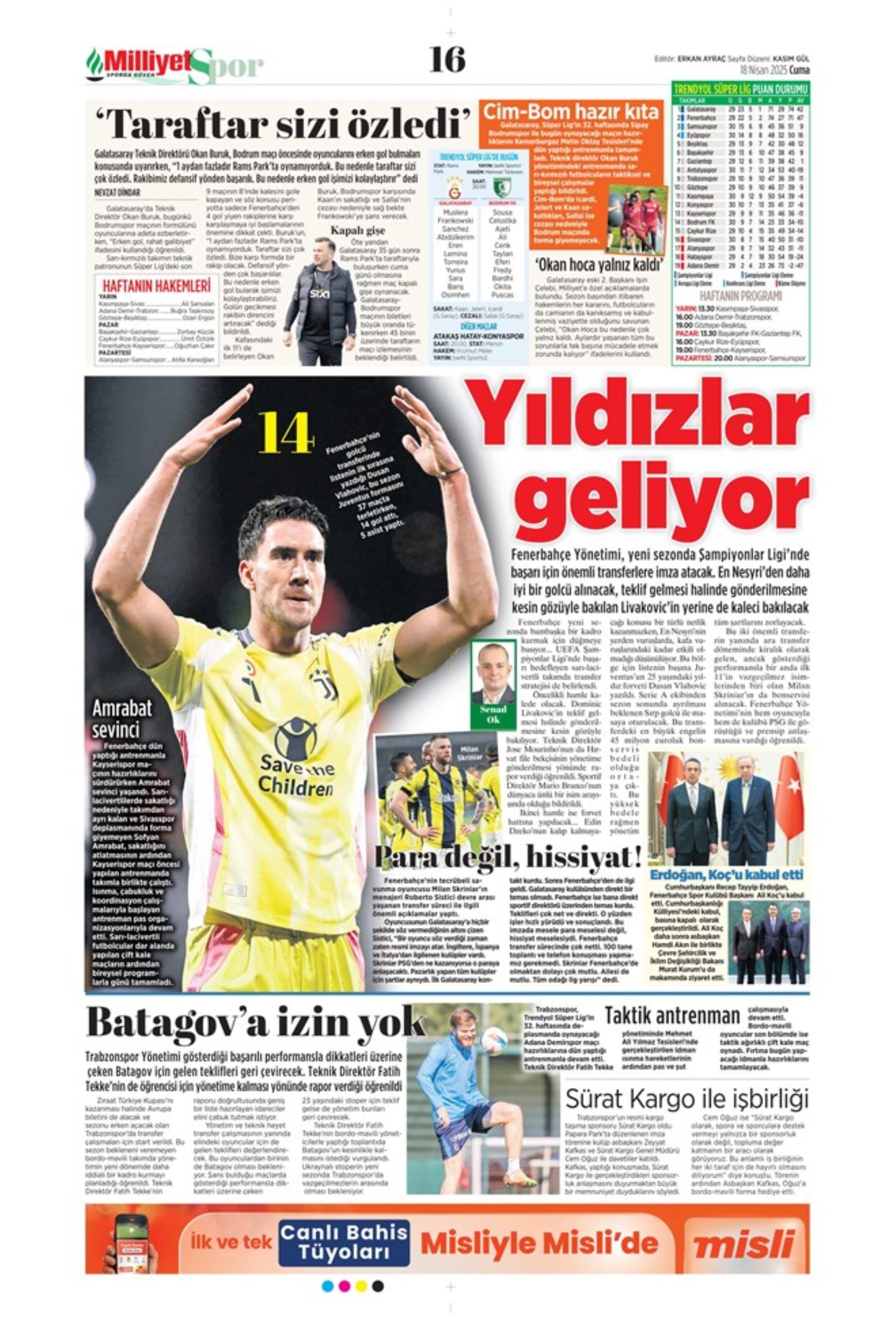 Sporda günün manşetleri: Galatasaray Osimhen'in alternatifini Fransa'da buldu