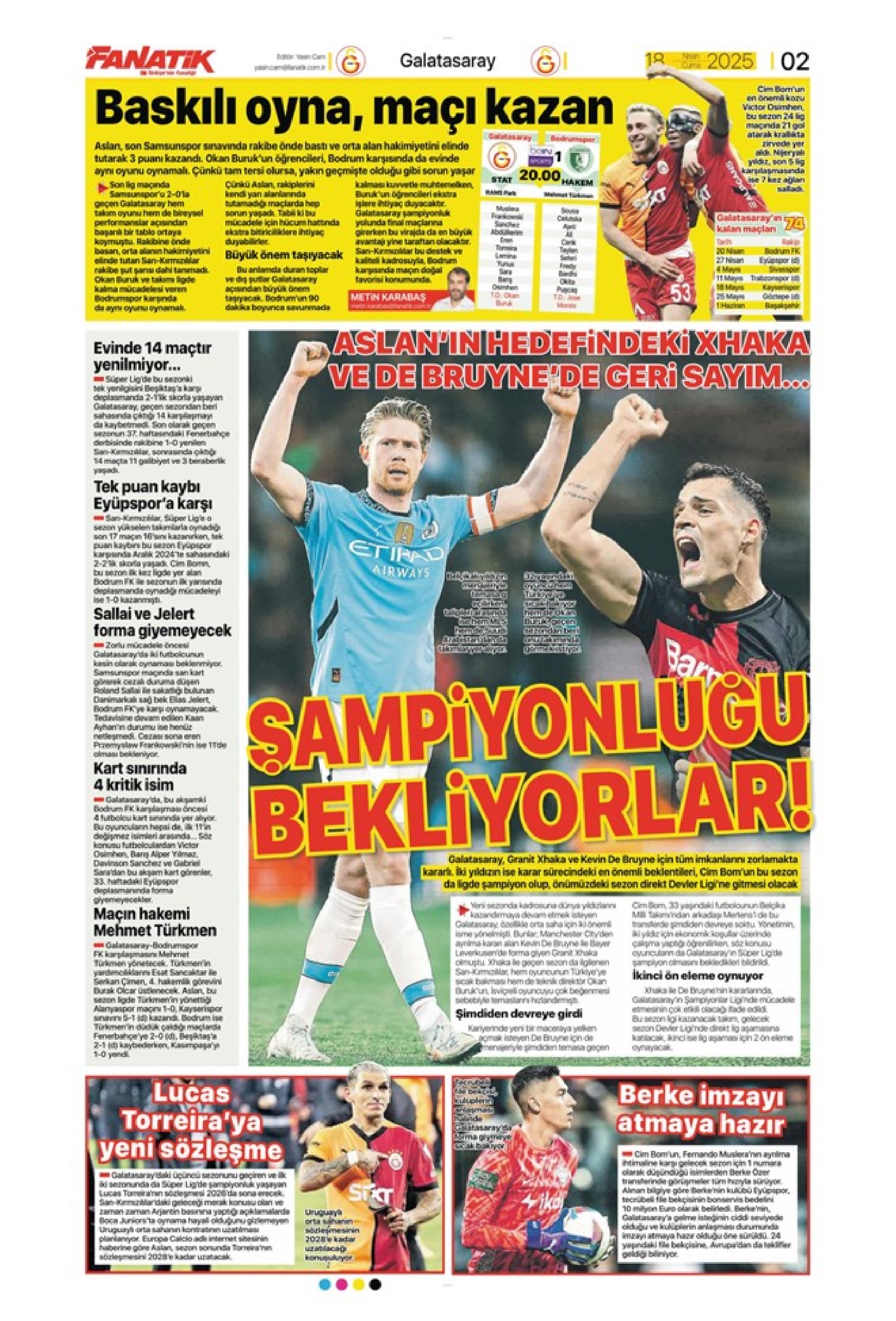 Sporda günün manşetleri: Galatasaray Osimhen'in alternatifini Fransa'da buldu