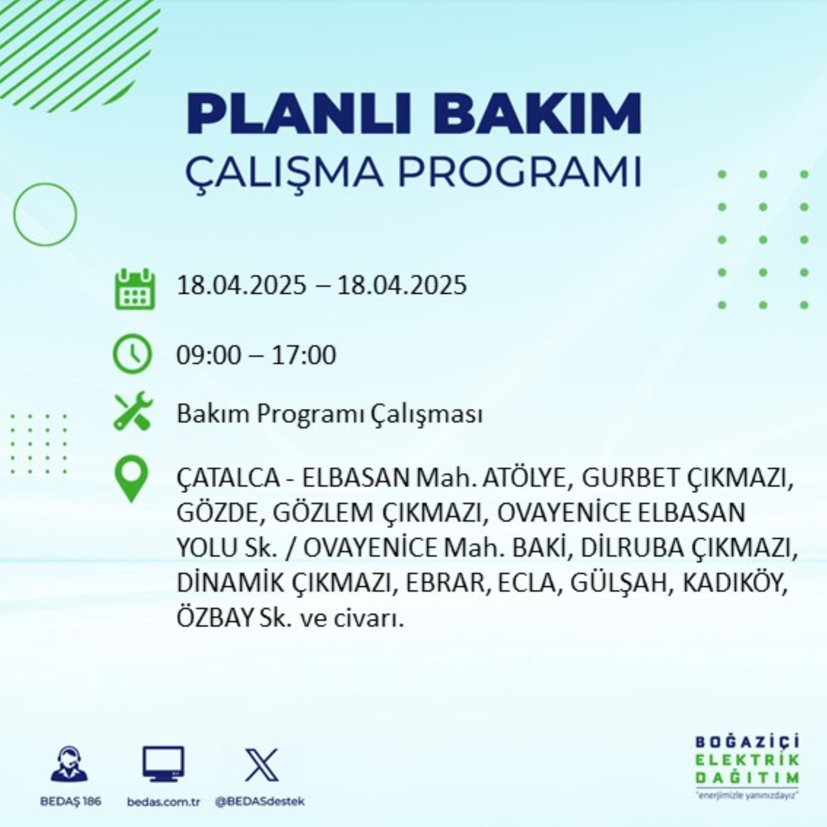 BEDAŞ paylaştı: İstanbul'da 18 Nisan Cuma günü elektrik kesintisi yaşanacak ilçeler