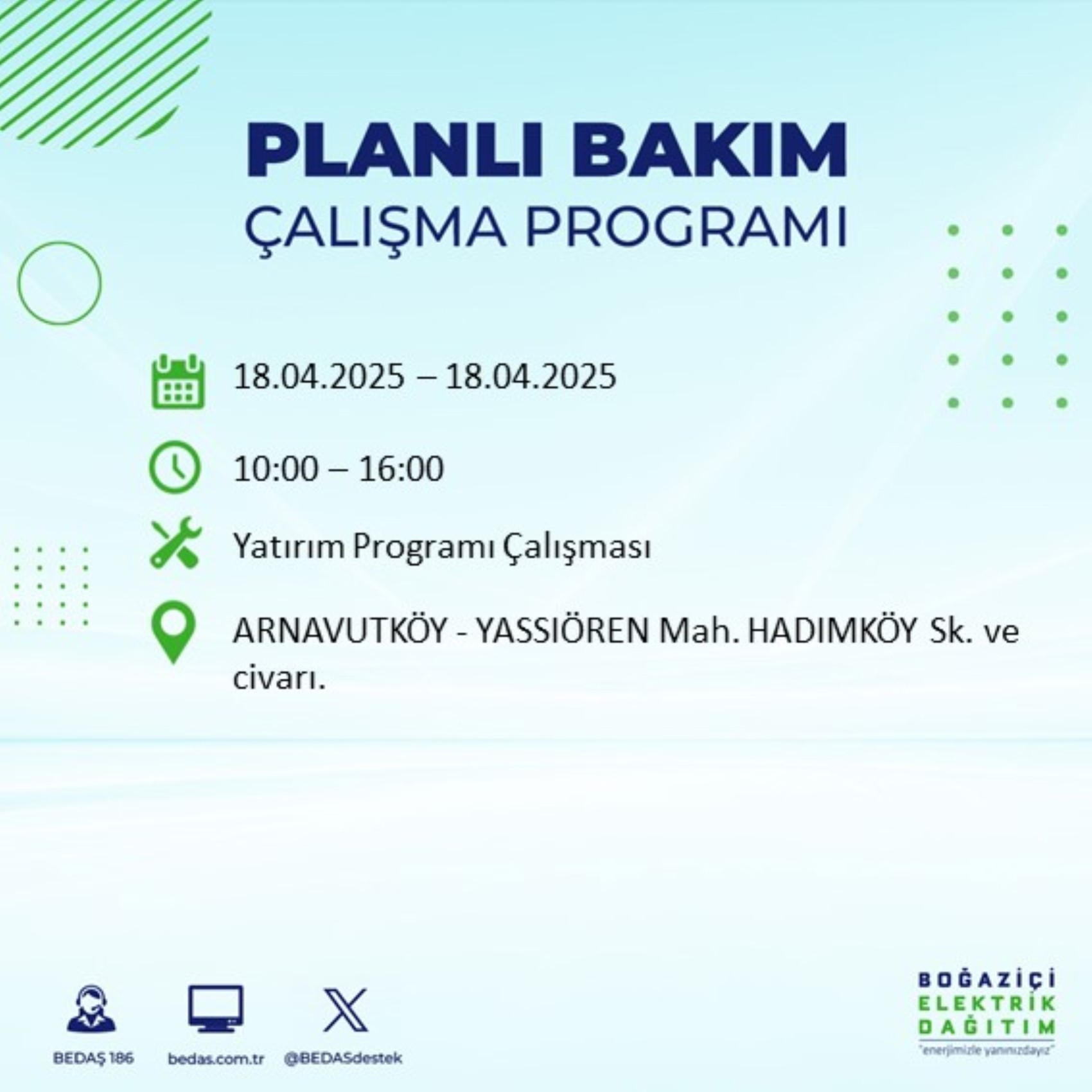 BEDAŞ paylaştı: İstanbul'da 18 Nisan Cuma günü elektrik kesintisi yaşanacak ilçeler