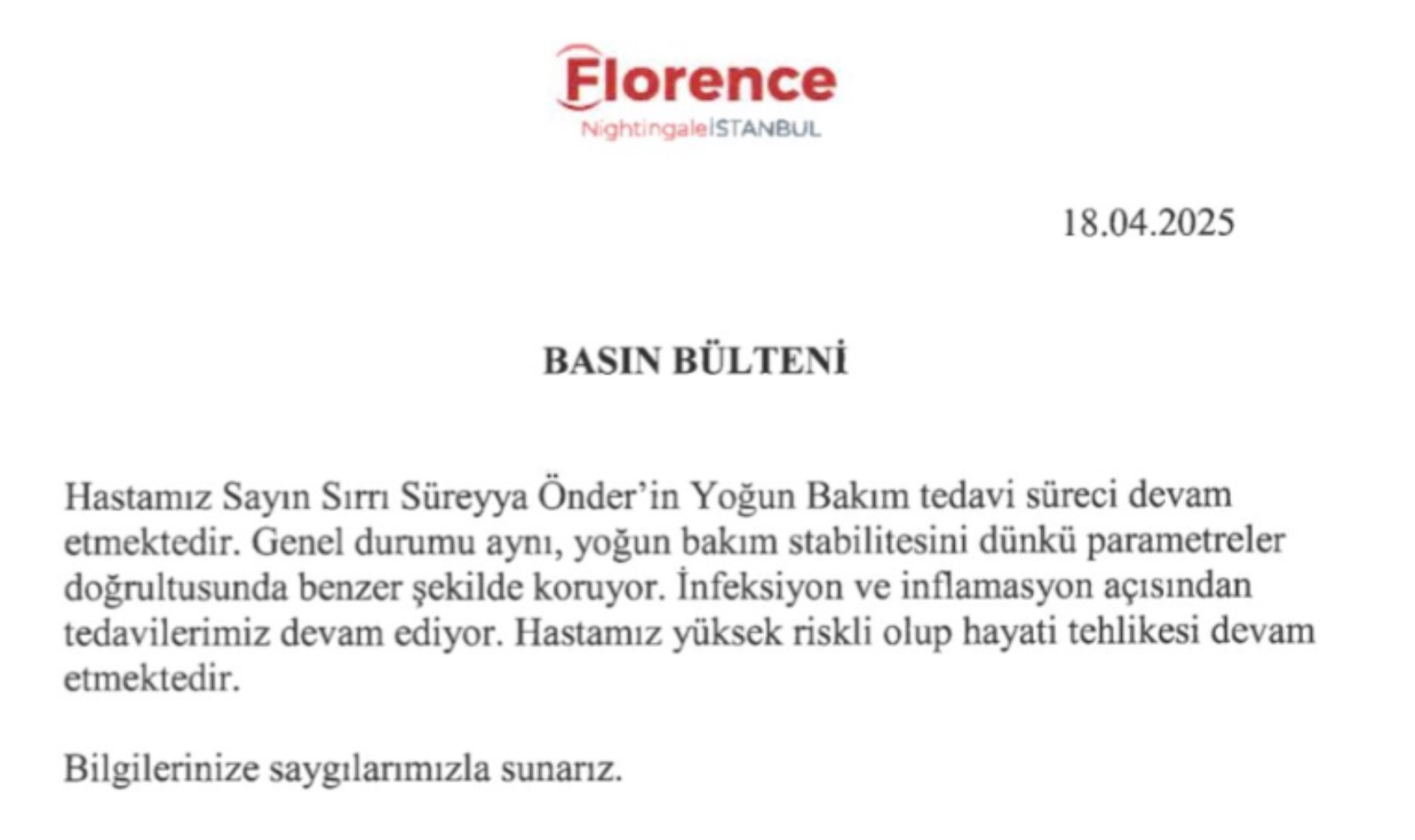 Hastaneden Sırrı Süreyya Önder'in sağlık durumuna ilişkin açıklama: Hayati tehlike devam ediyor