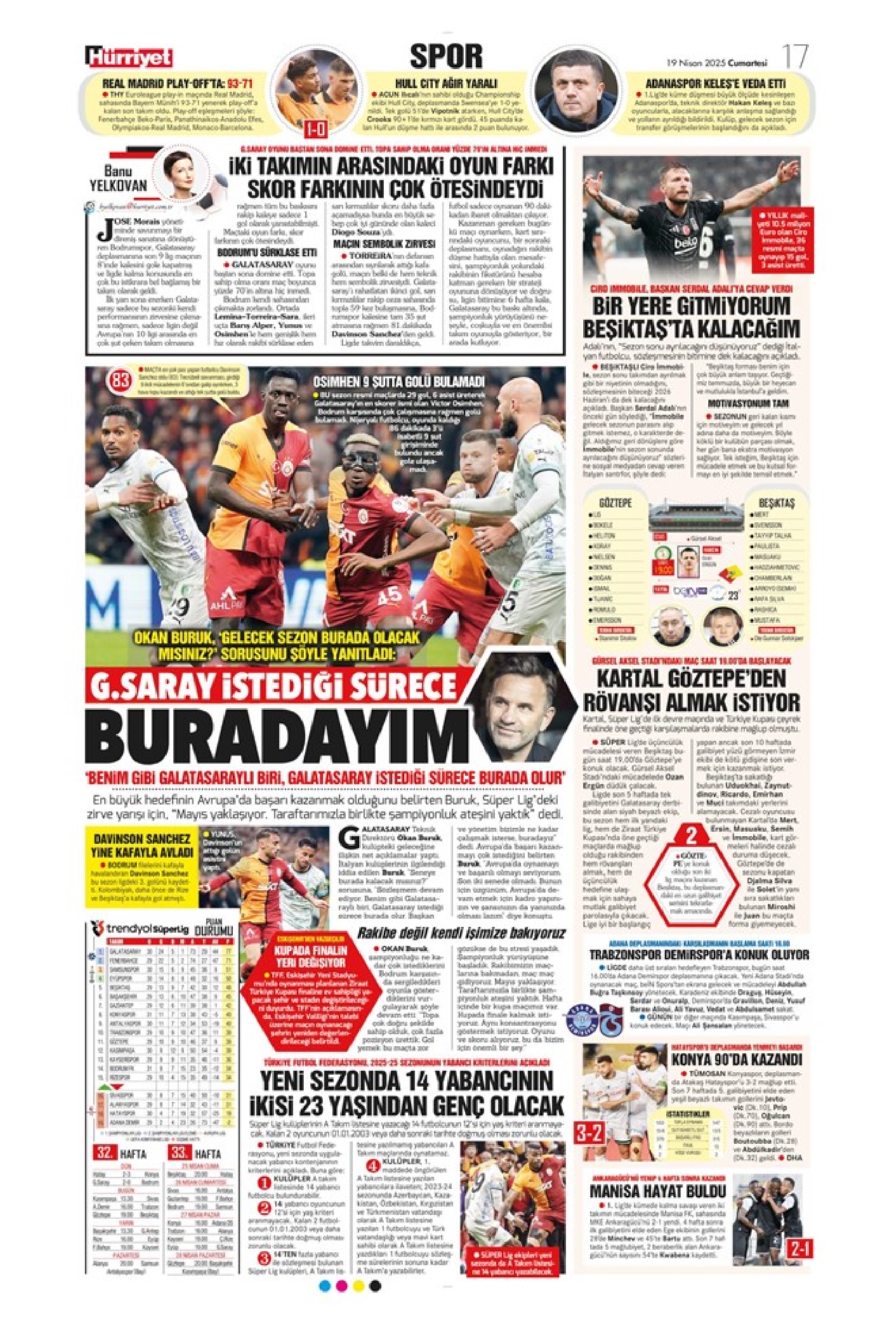 Sporda günün manşetleri: Skriniar'da Pereria tehlikesi