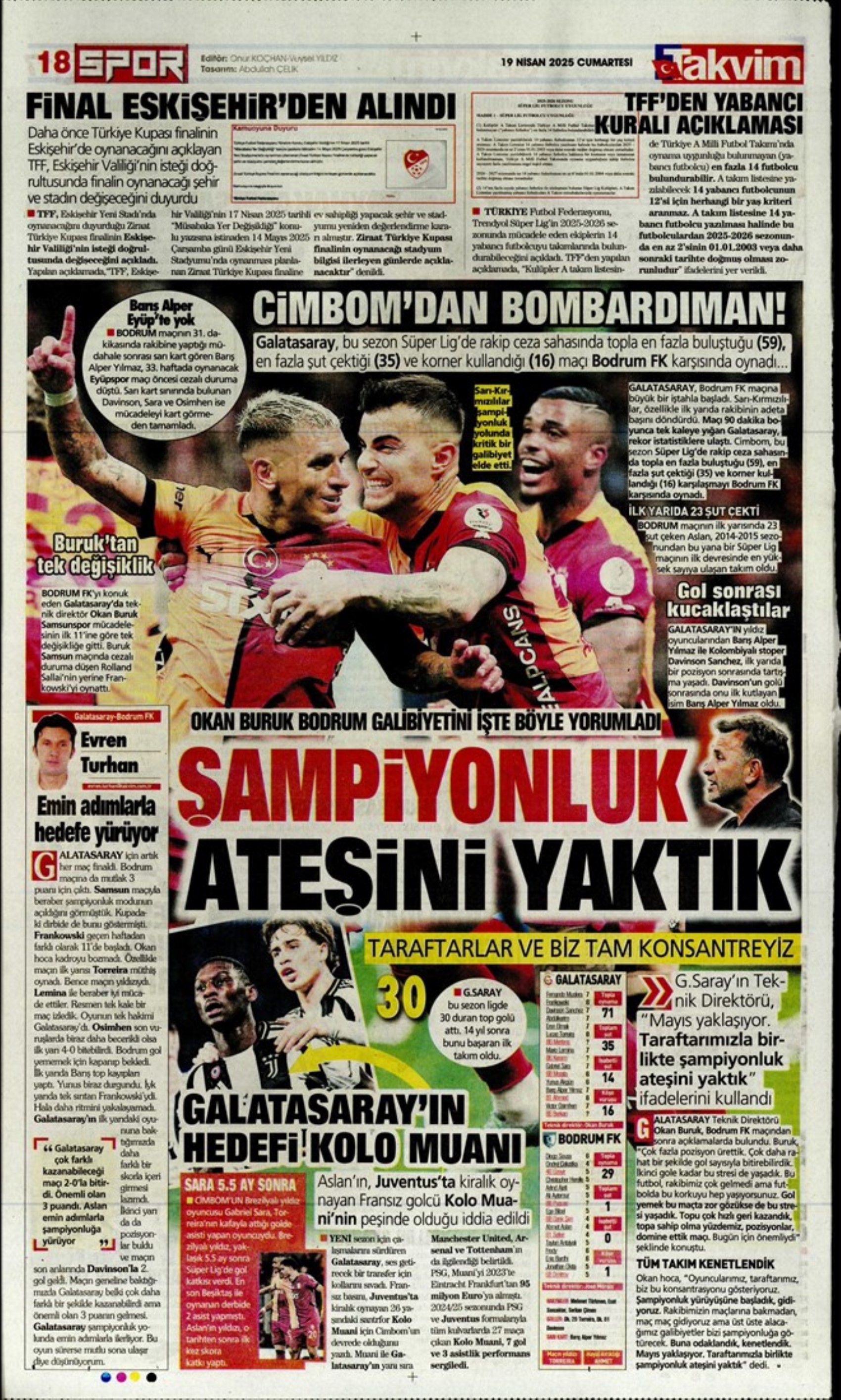 Sporda günün manşetleri: Skriniar'da Pereria tehlikesi