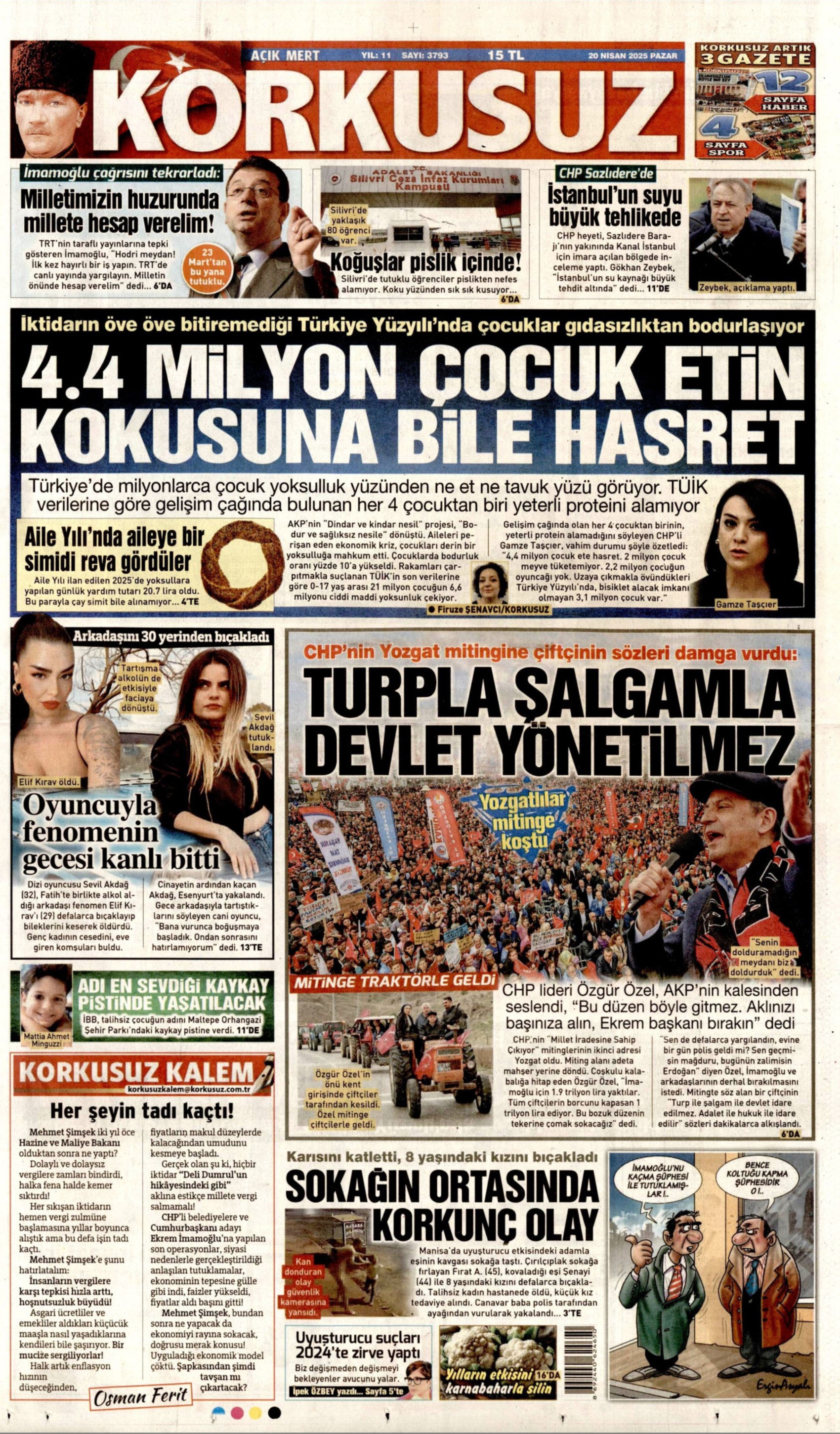 Çiftçinin sözleri gündeme oturmuştu: Gazeteler, CHP'nin Yozgat mitingini nasıl gördü? (20 Nisan 2025 gazete manşetleri)