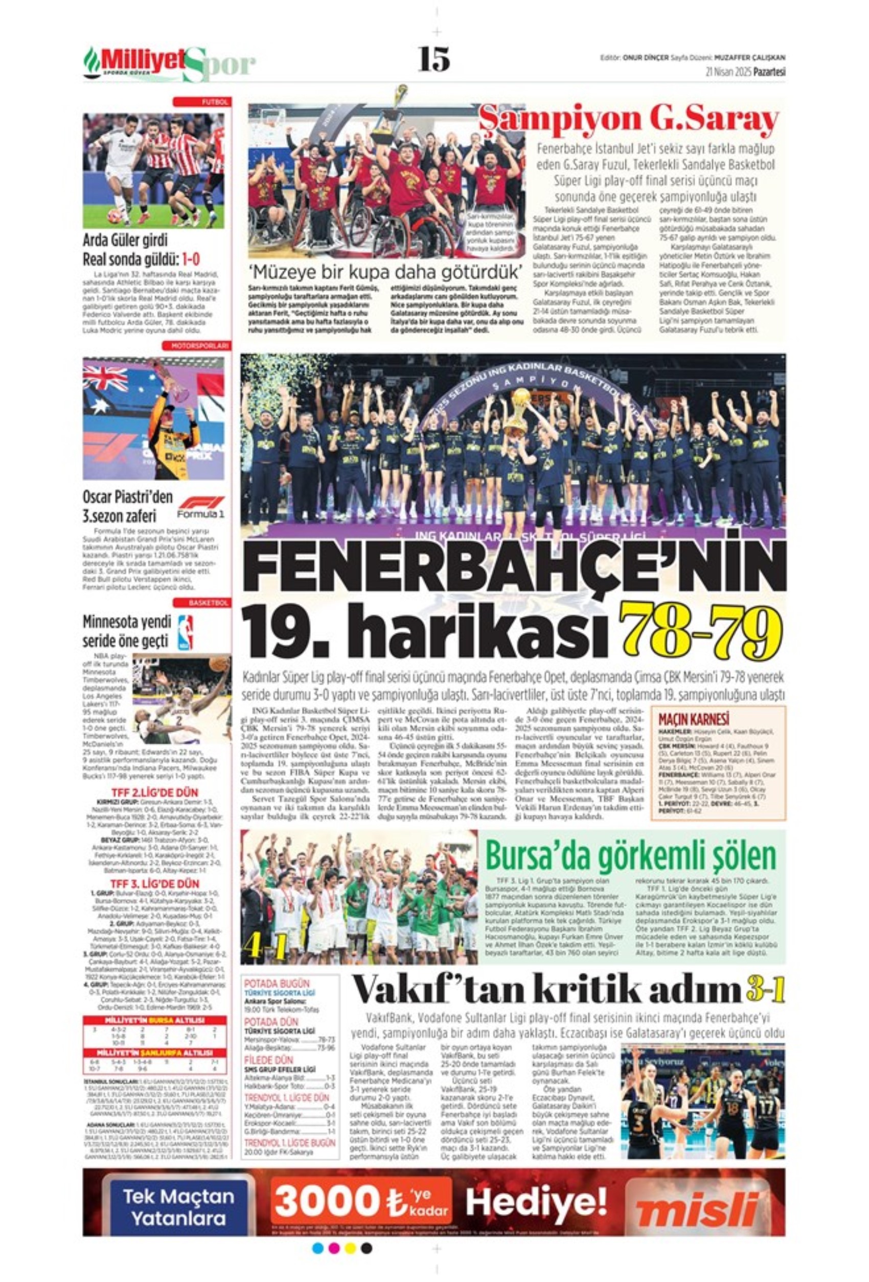 Sporda günün manşetleri: 'Fenerbahçe intihar etti'