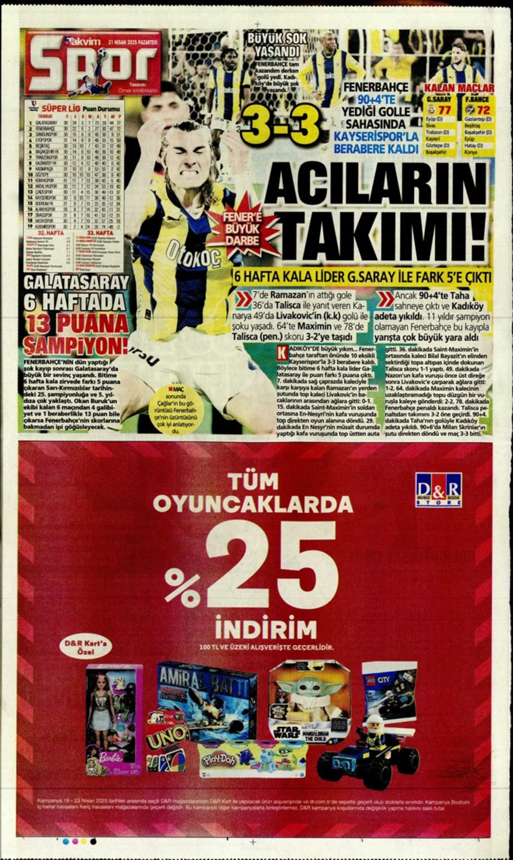 Sporda günün manşetleri: 'Fenerbahçe intihar etti'