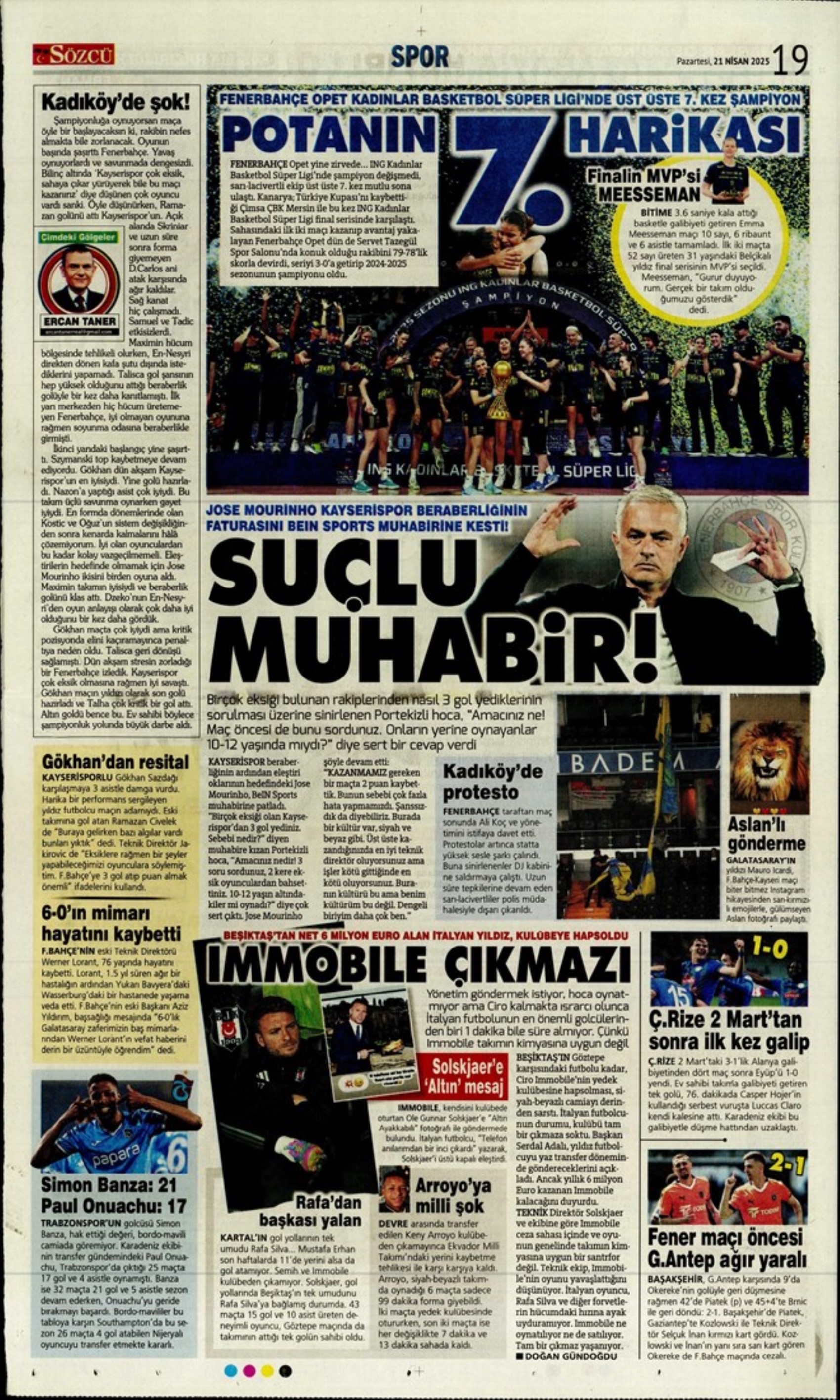 Sporda günün manşetleri: 'Fenerbahçe intihar etti'