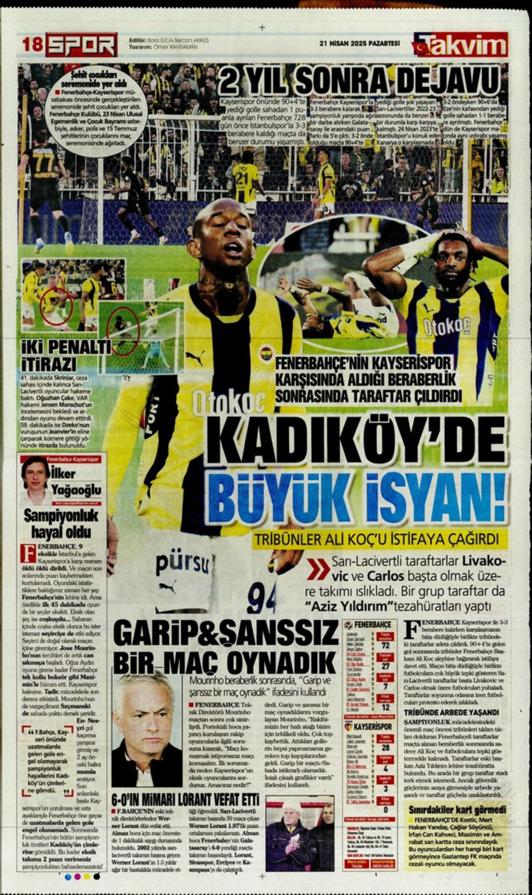 Sporda günün manşetleri: 'Fenerbahçe intihar etti'