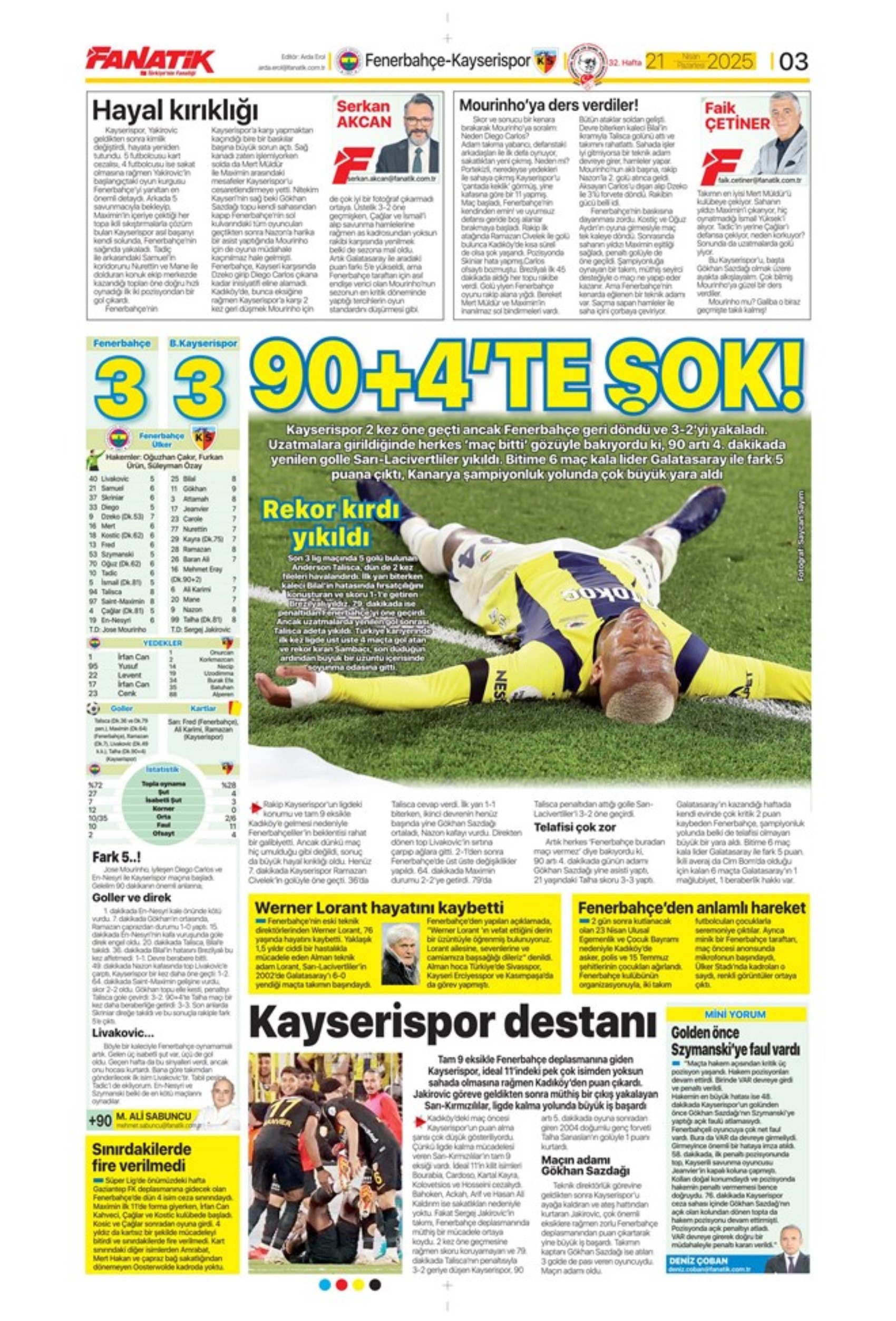 Sporda günün manşetleri: 'Fenerbahçe intihar etti'