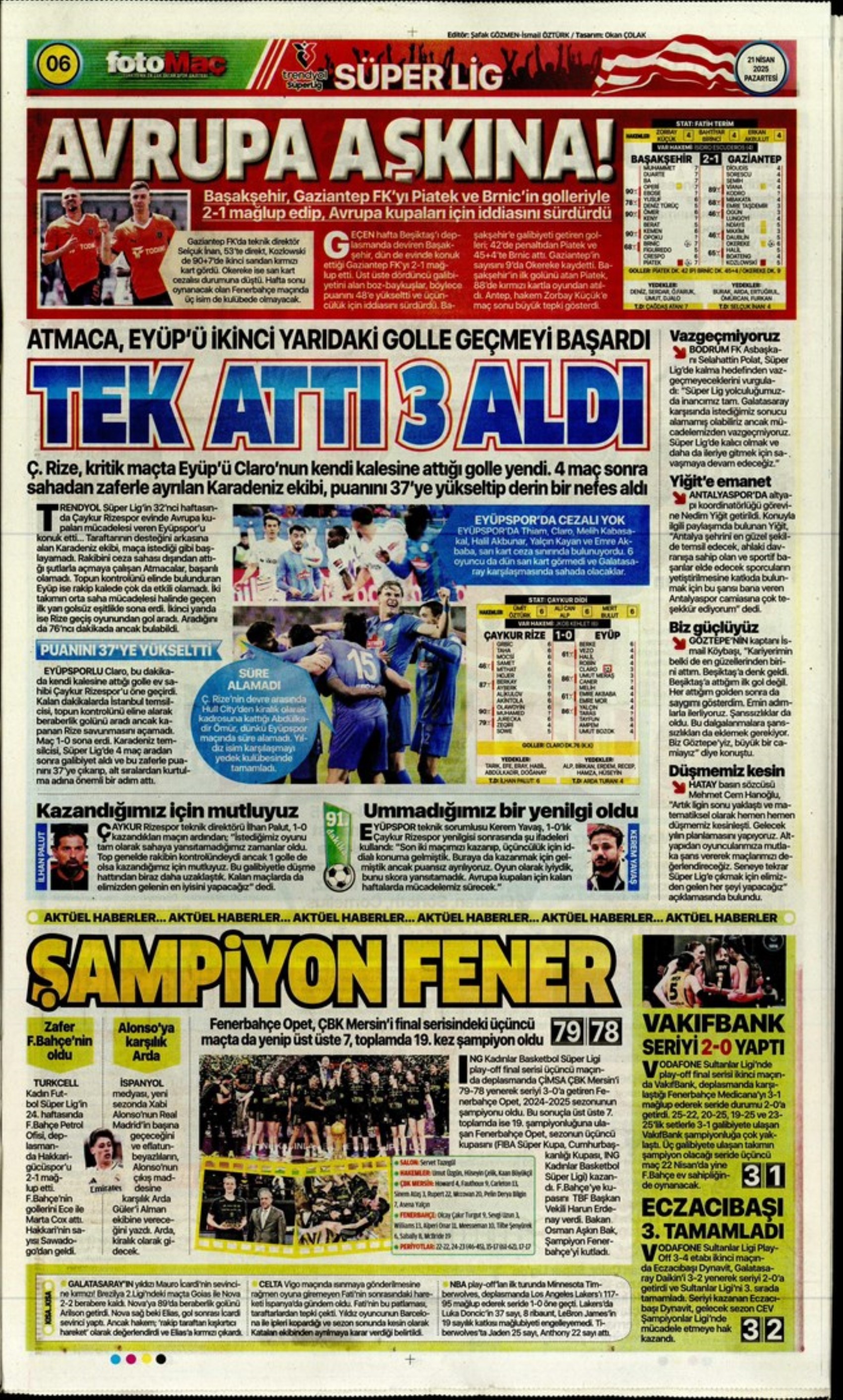 Sporda günün manşetleri: 'Fenerbahçe intihar etti'