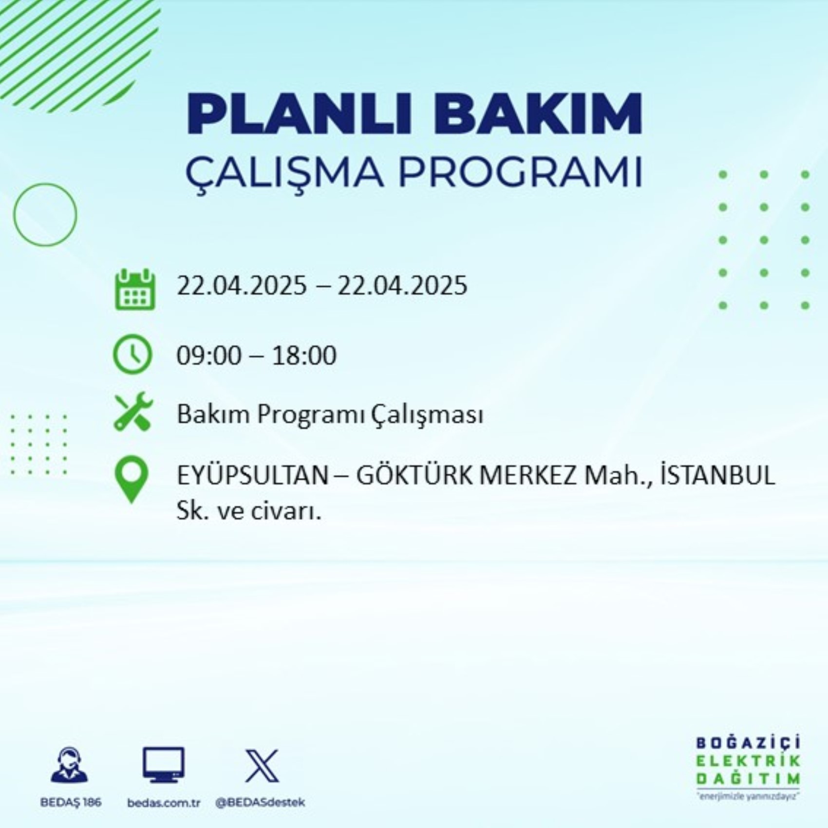 BEDAŞ paylaştı: İstanbul'da 22 Nisan Salı günü elektrik kesintisi yaşanacak ilçeler