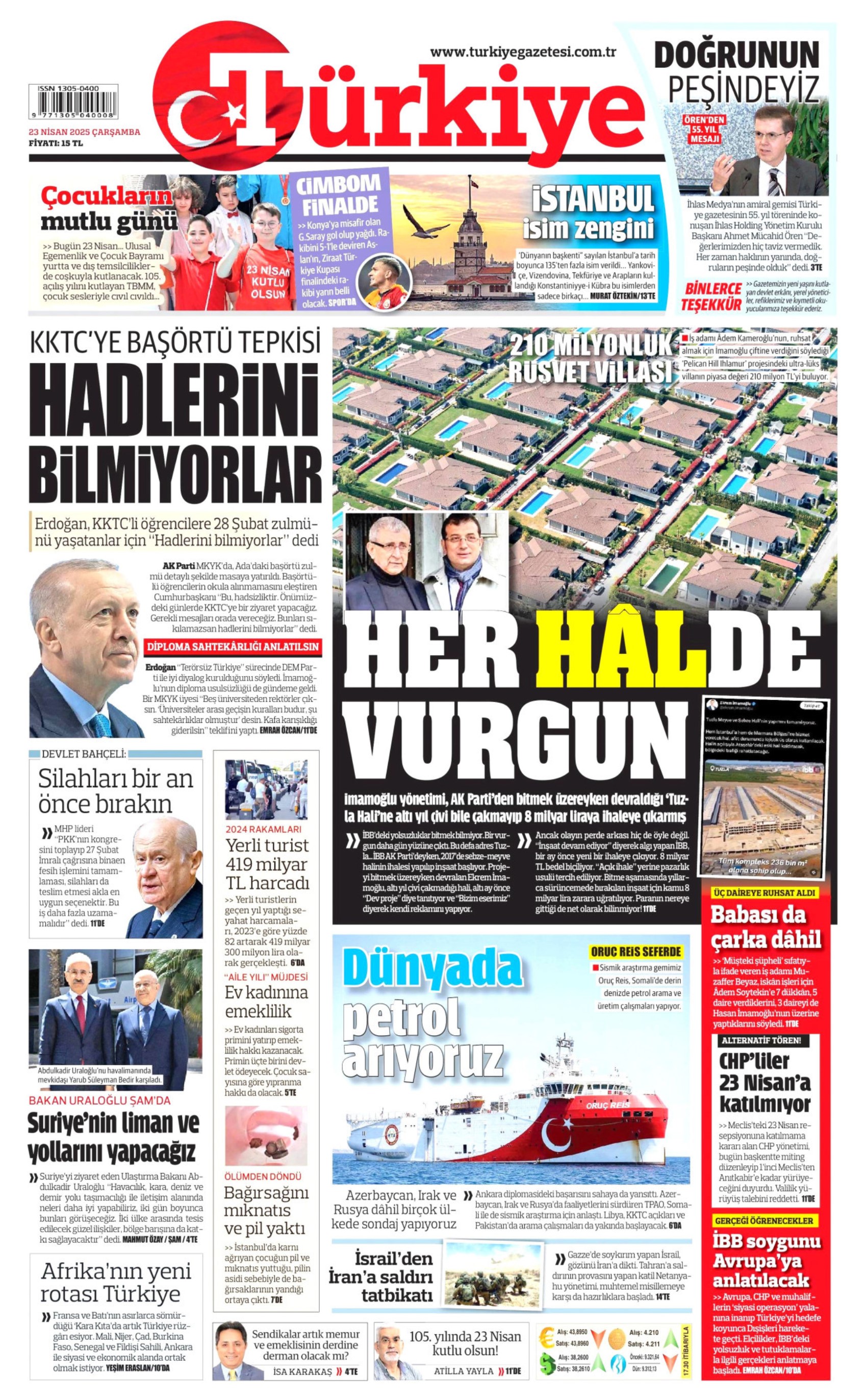 23 Nisan 2025 gazete manşetleri: Bu millet egemenliği saraydan 105 yıl önce aldı