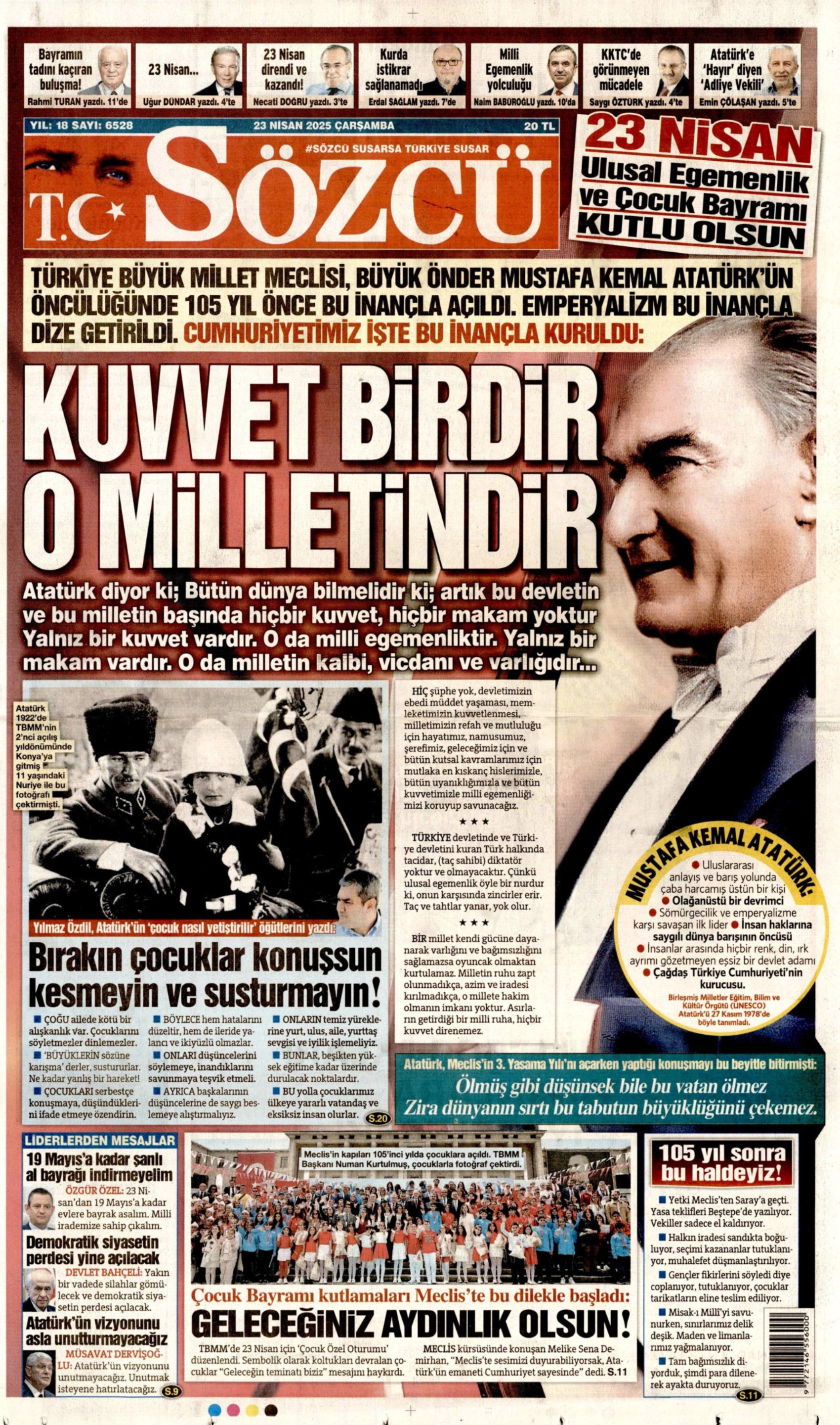 23 Nisan 2025 gazete manşetleri: Bu millet egemenliği saraydan 105 yıl önce aldı