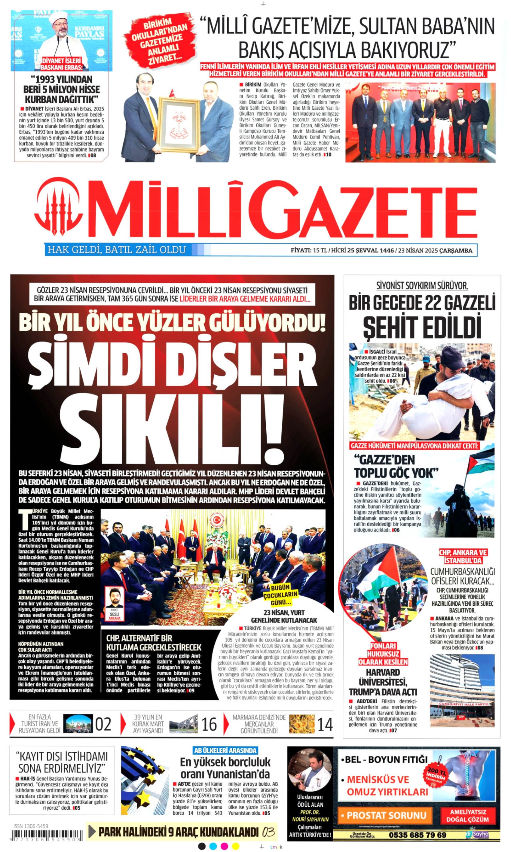 23 Nisan 2025 gazete manşetleri: Bu millet egemenliği saraydan 105 yıl önce aldı