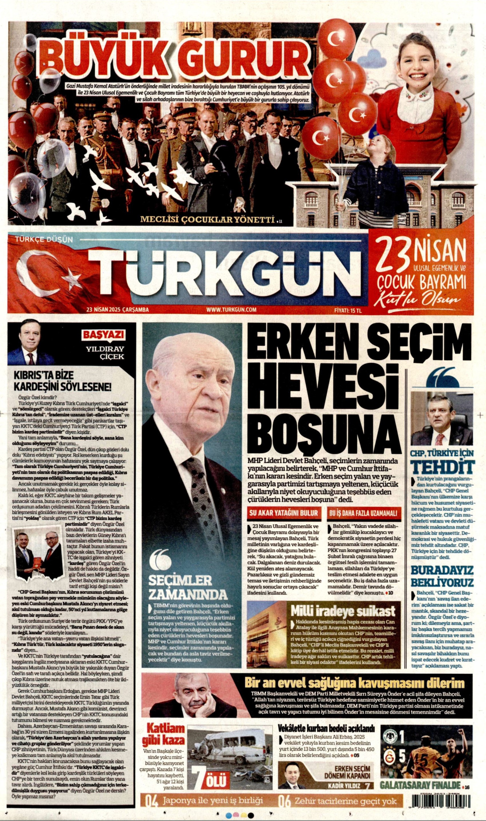 23 Nisan 2025 gazete manşetleri: Bu millet egemenliği saraydan 105 yıl önce aldı