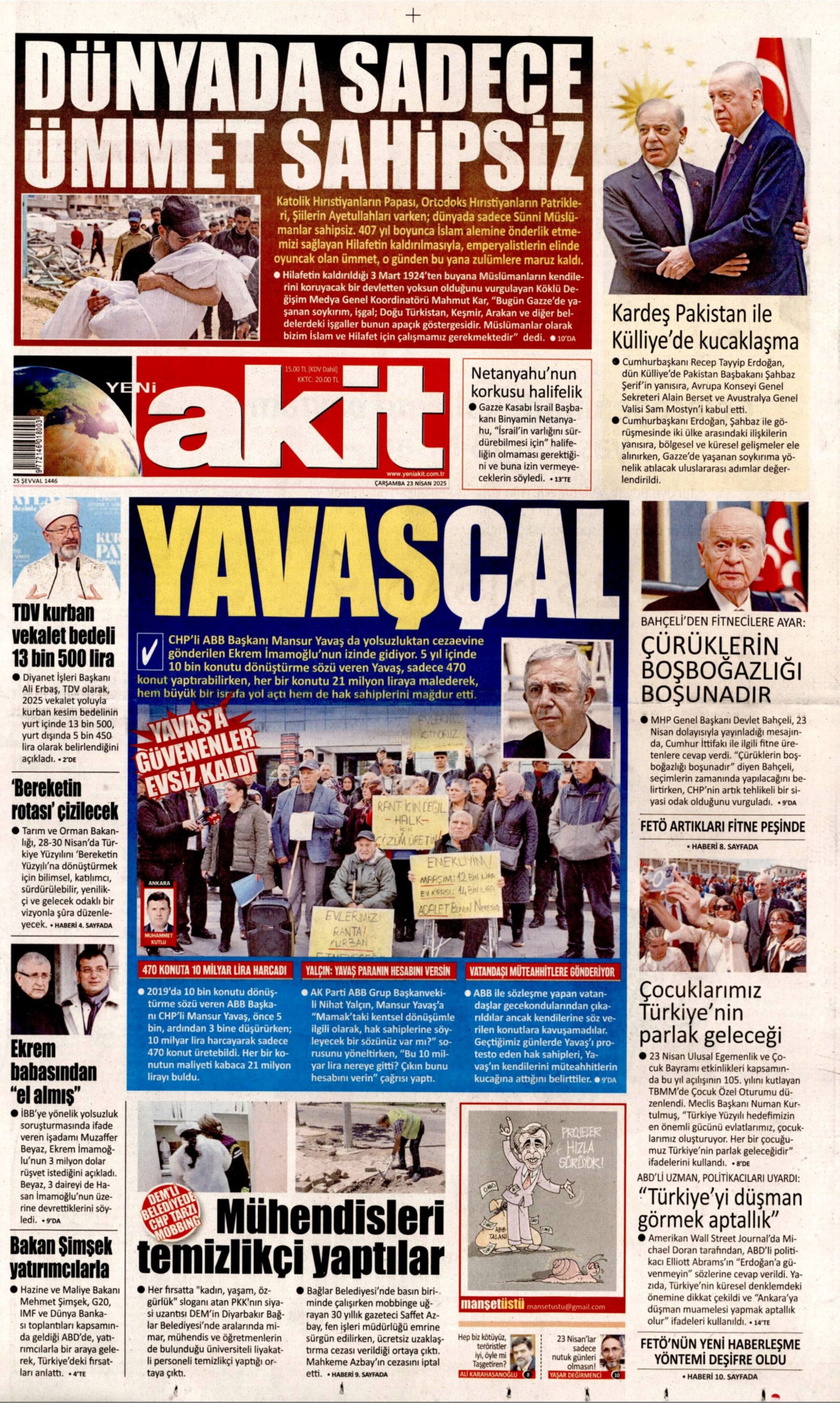 23 Nisan 2025 gazete manşetleri: Bu millet egemenliği saraydan 105 yıl önce aldı