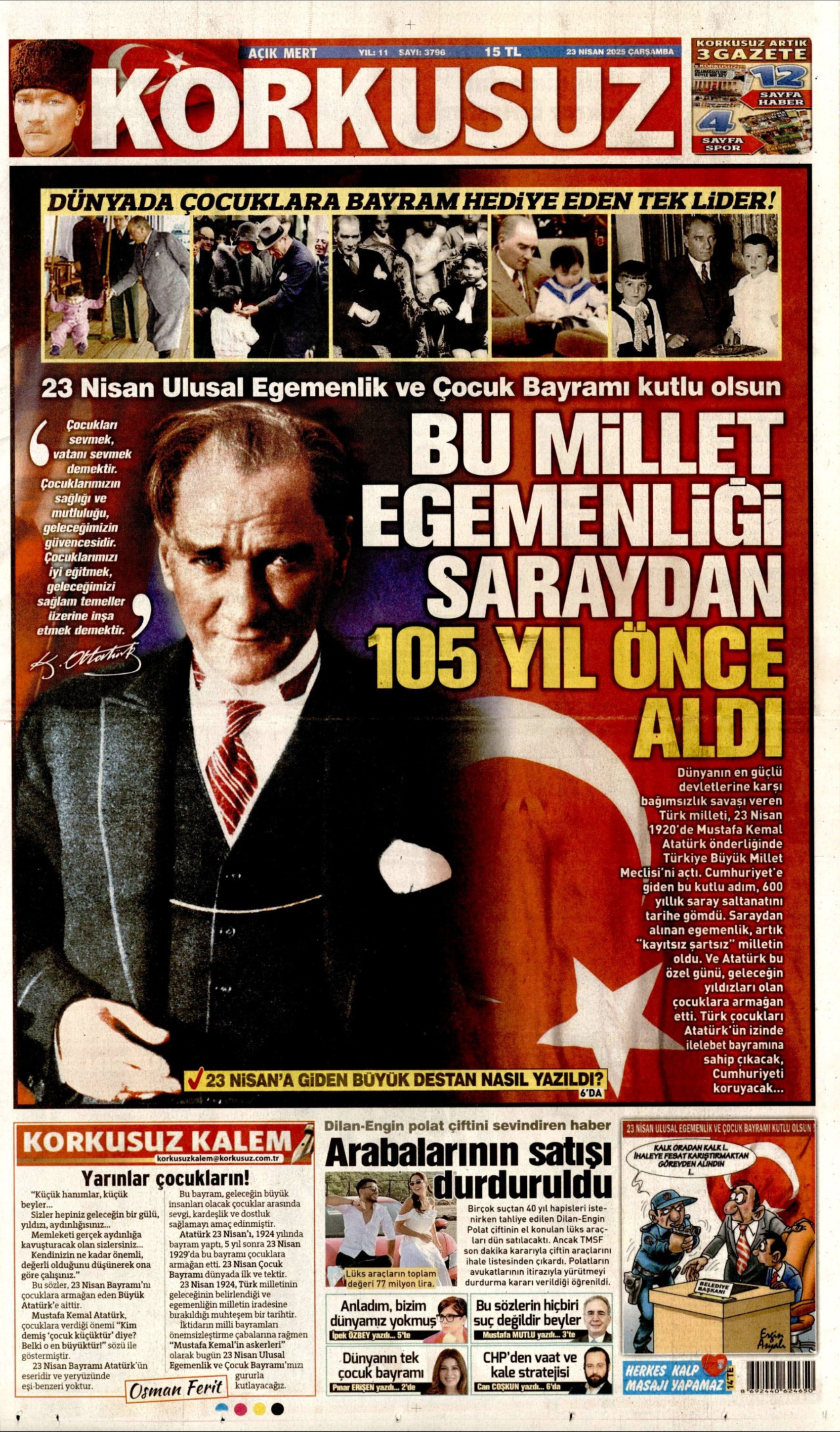 23 Nisan 2025 gazete manşetleri: Bu millet egemenliği saraydan 105 yıl önce aldı