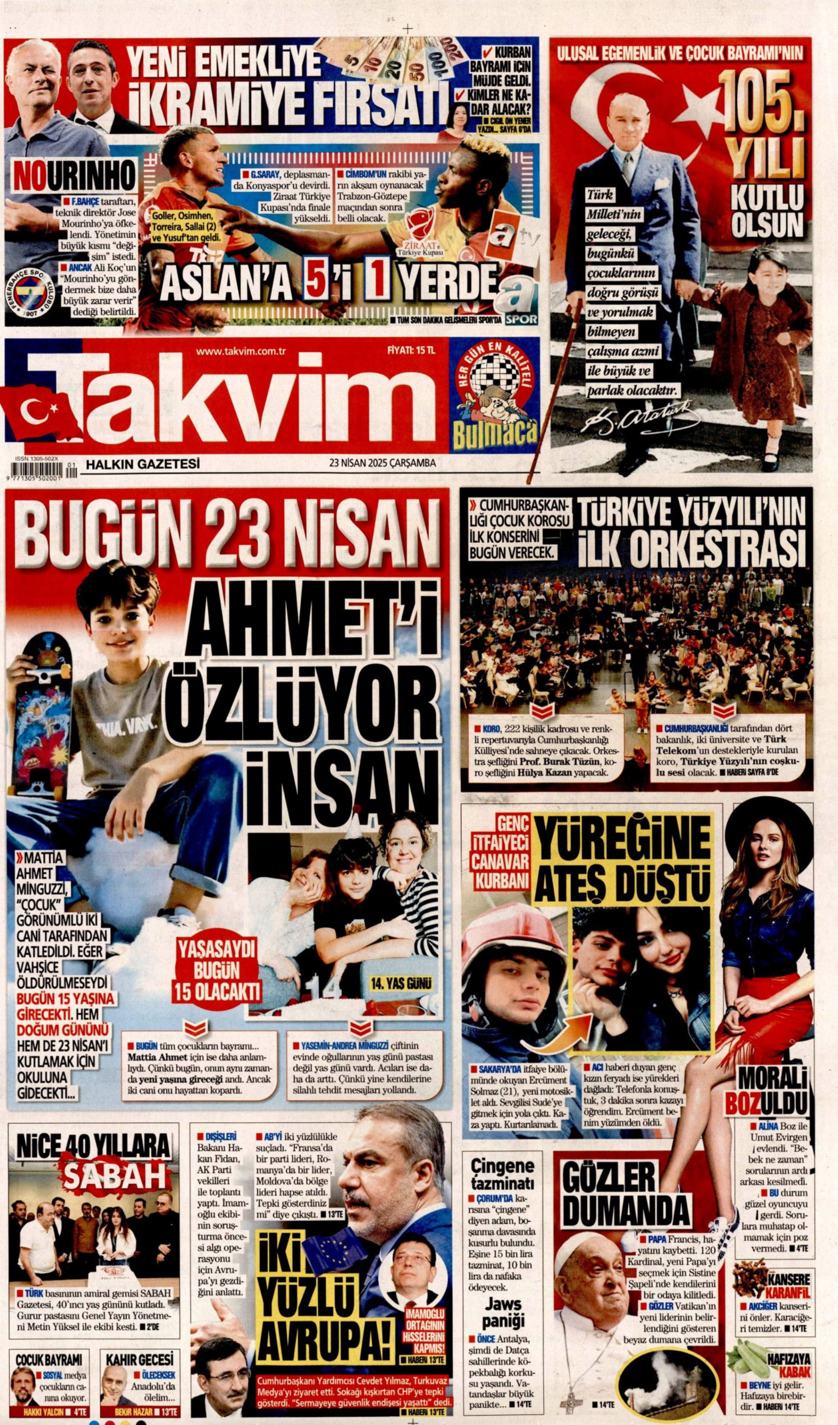 23 Nisan 2025 gazete manşetleri: Bu millet egemenliği saraydan 105 yıl önce aldı