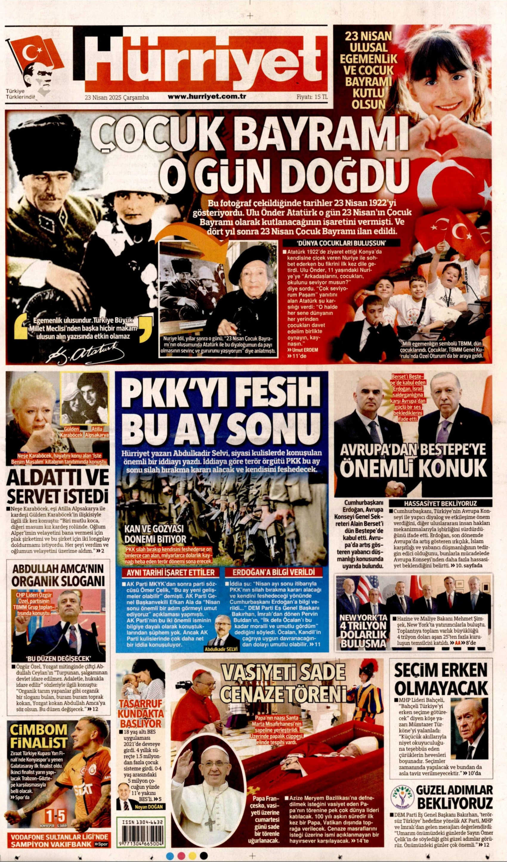 23 Nisan 2025 gazete manşetleri: Bu millet egemenliği saraydan 105 yıl önce aldı