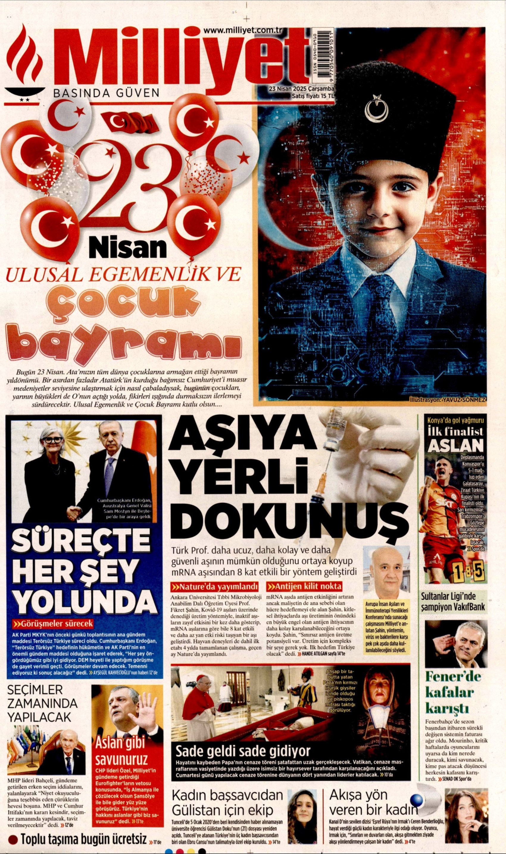 23 Nisan 2025 gazete manşetleri: Bu millet egemenliği saraydan 105 yıl önce aldı