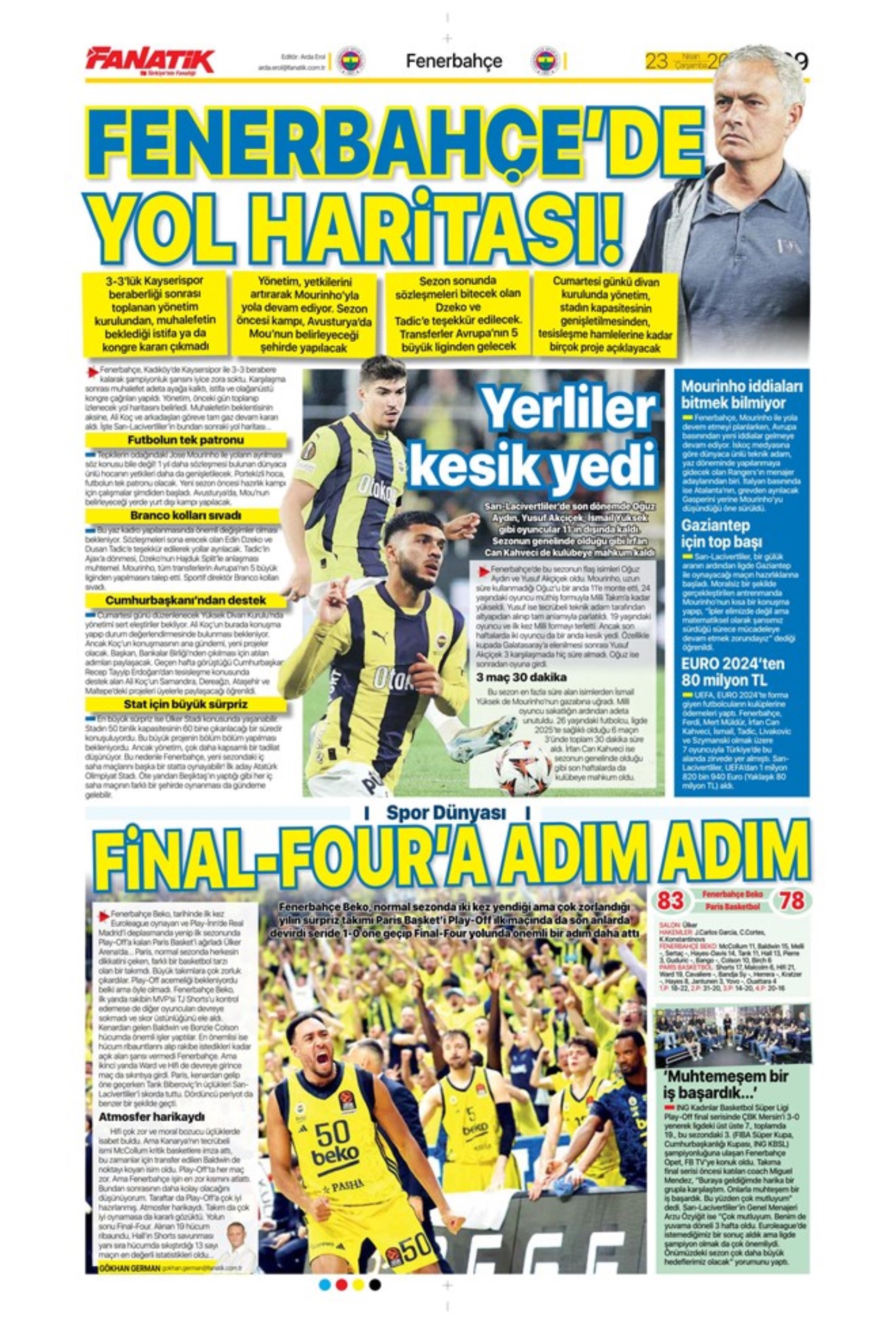 Sporda günün manşetleri: Fenerbahçe'de Mourinho'ya tam yetki... Dev transfer bütçesi geliyor