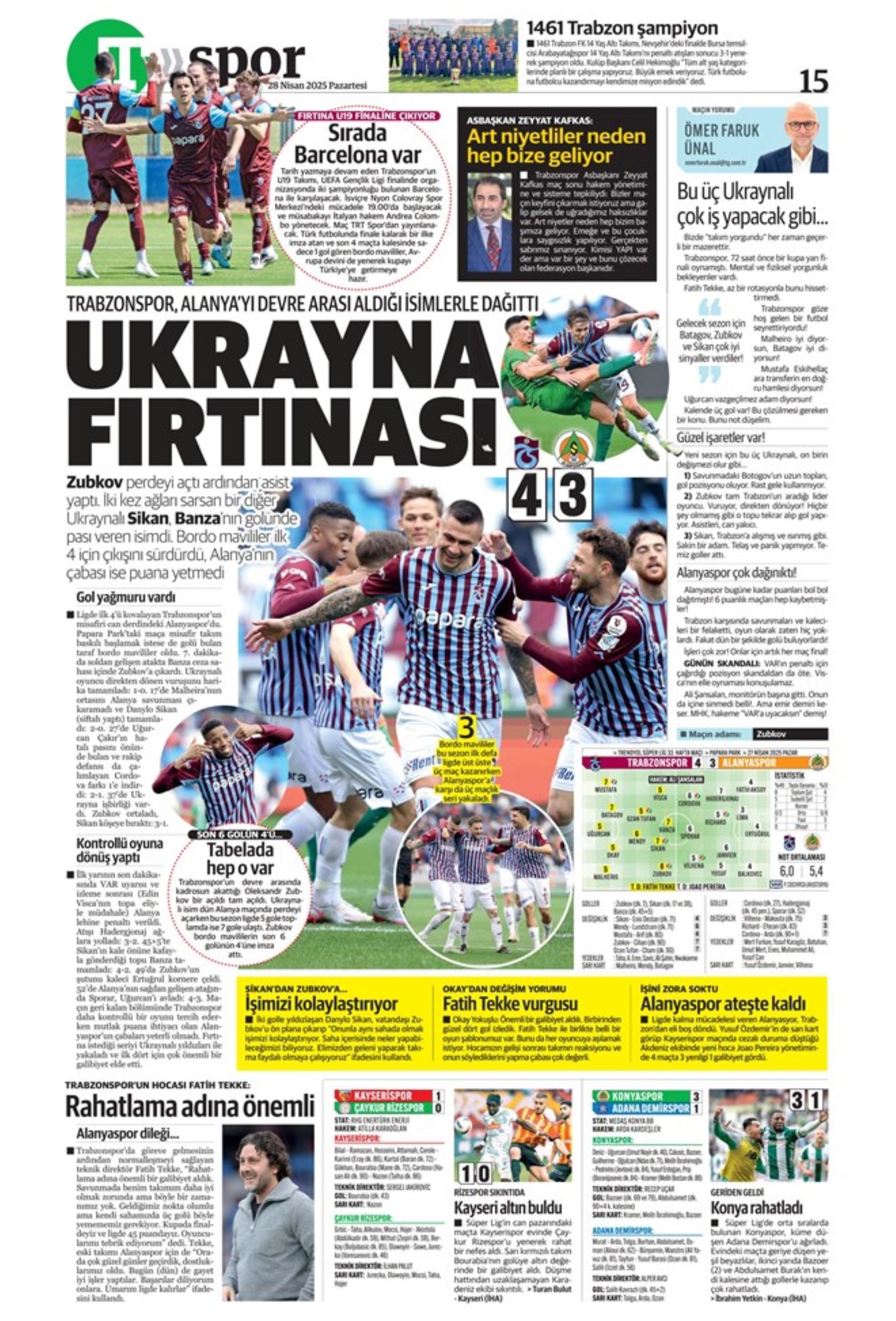 Sporda günün manşetleri: 5.yıldıza 5 golle selam