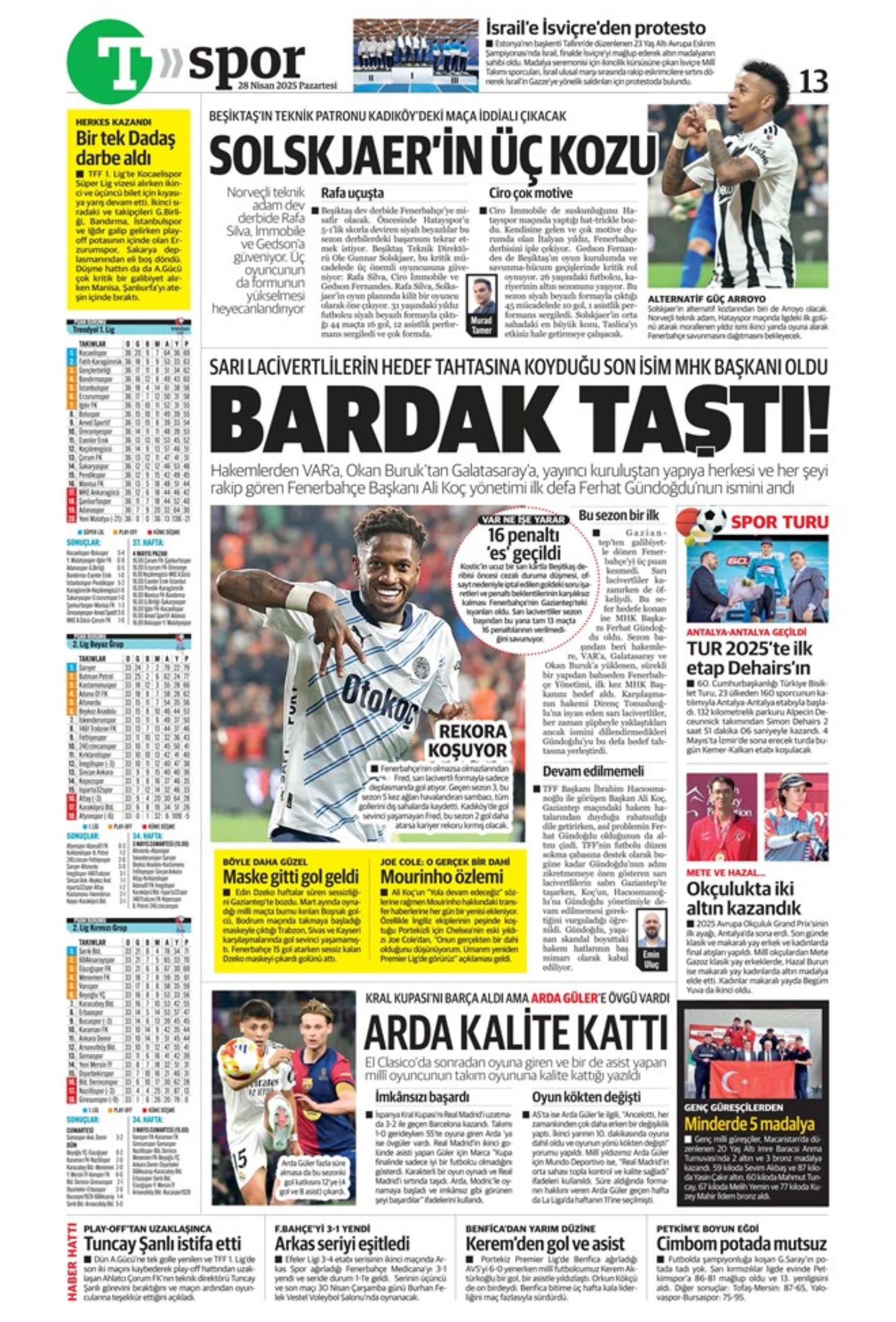 Sporda günün manşetleri: 5.yıldıza 5 golle selam