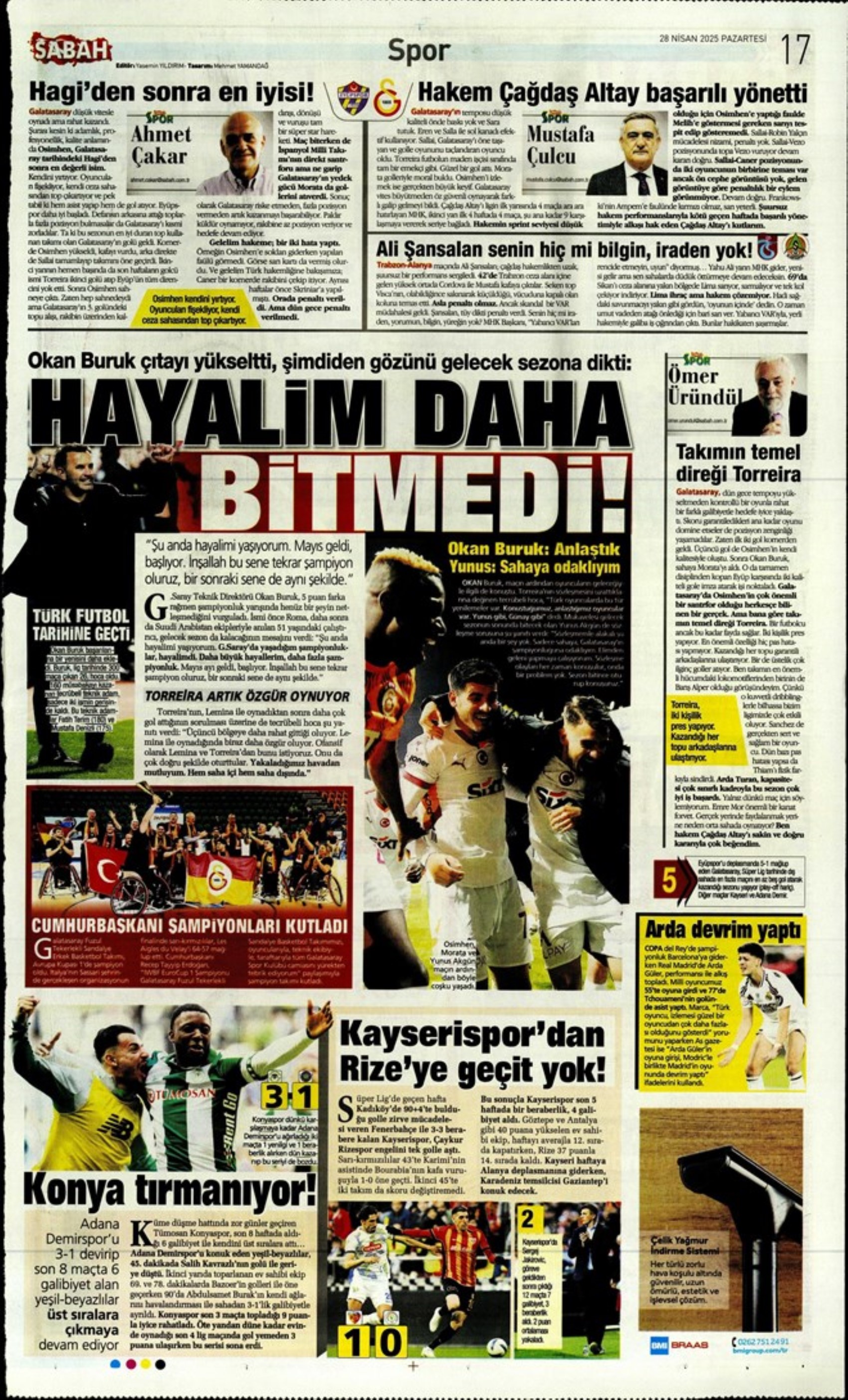 Sporda günün manşetleri: 5.yıldıza 5 golle selam