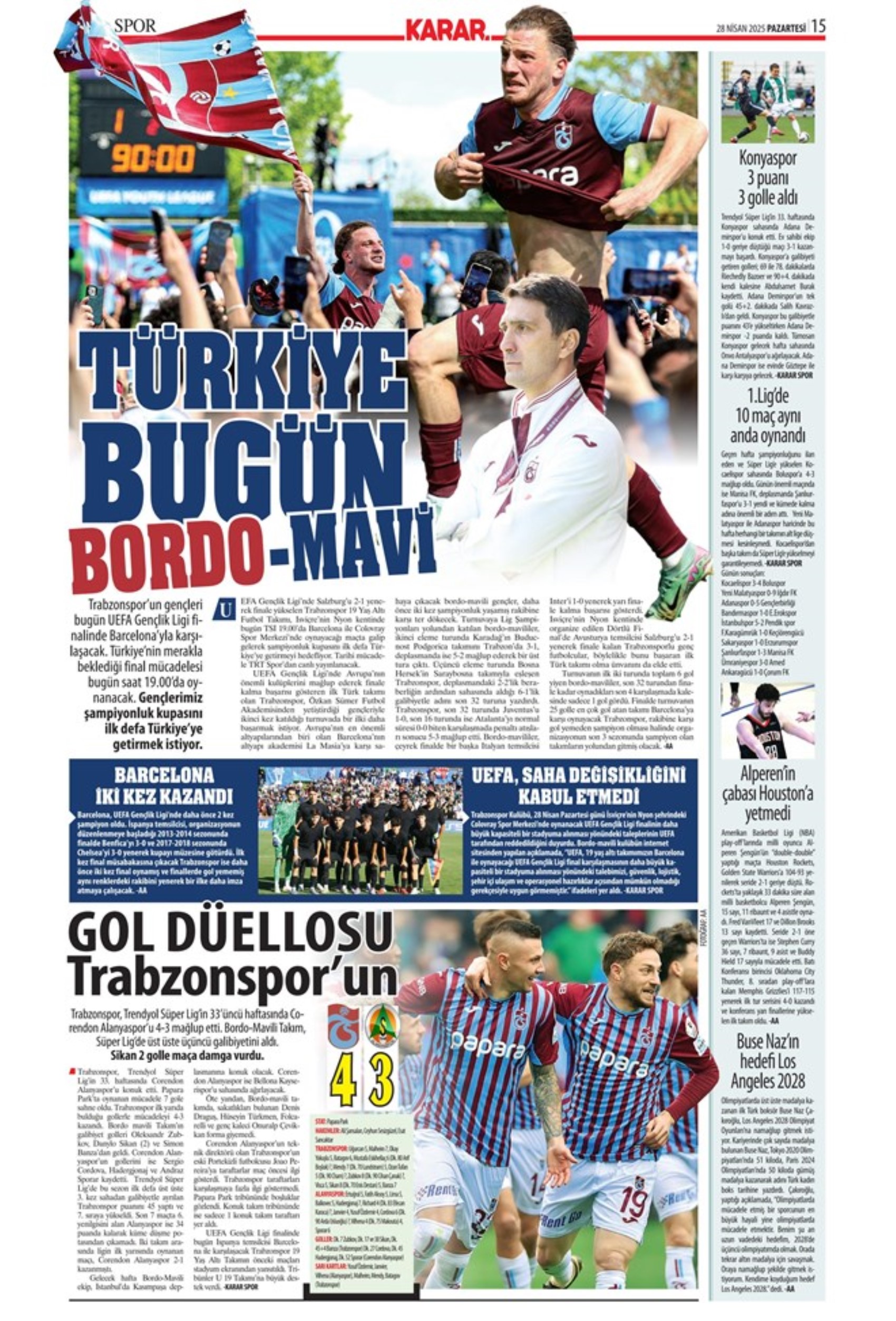 Sporda günün manşetleri: 5.yıldıza 5 golle selam