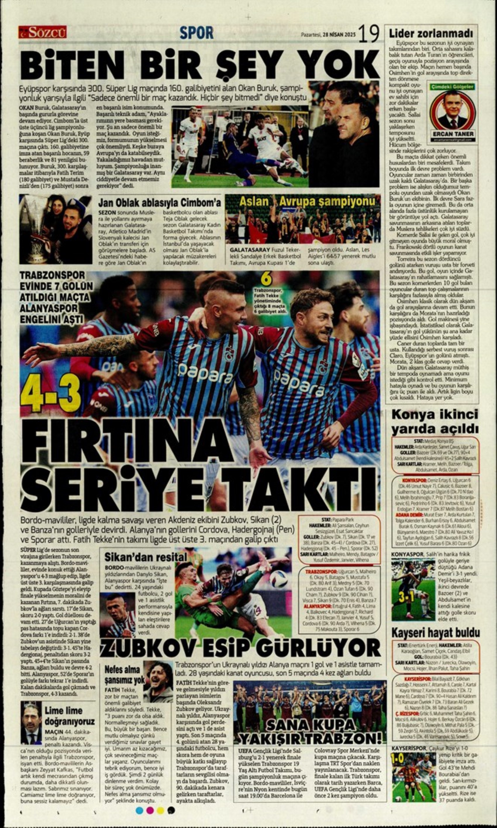 Sporda günün manşetleri: 5.yıldıza 5 golle selam