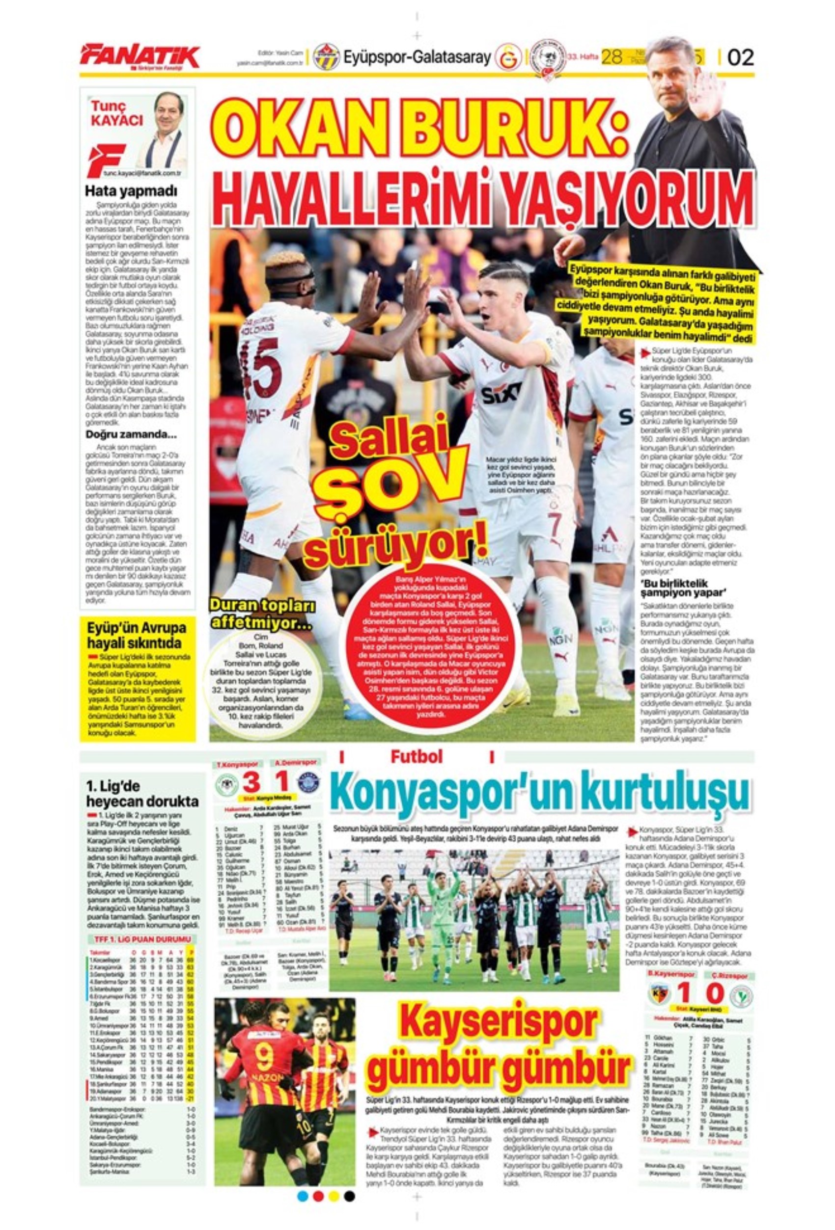 Sporda günün manşetleri: 5.yıldıza 5 golle selam