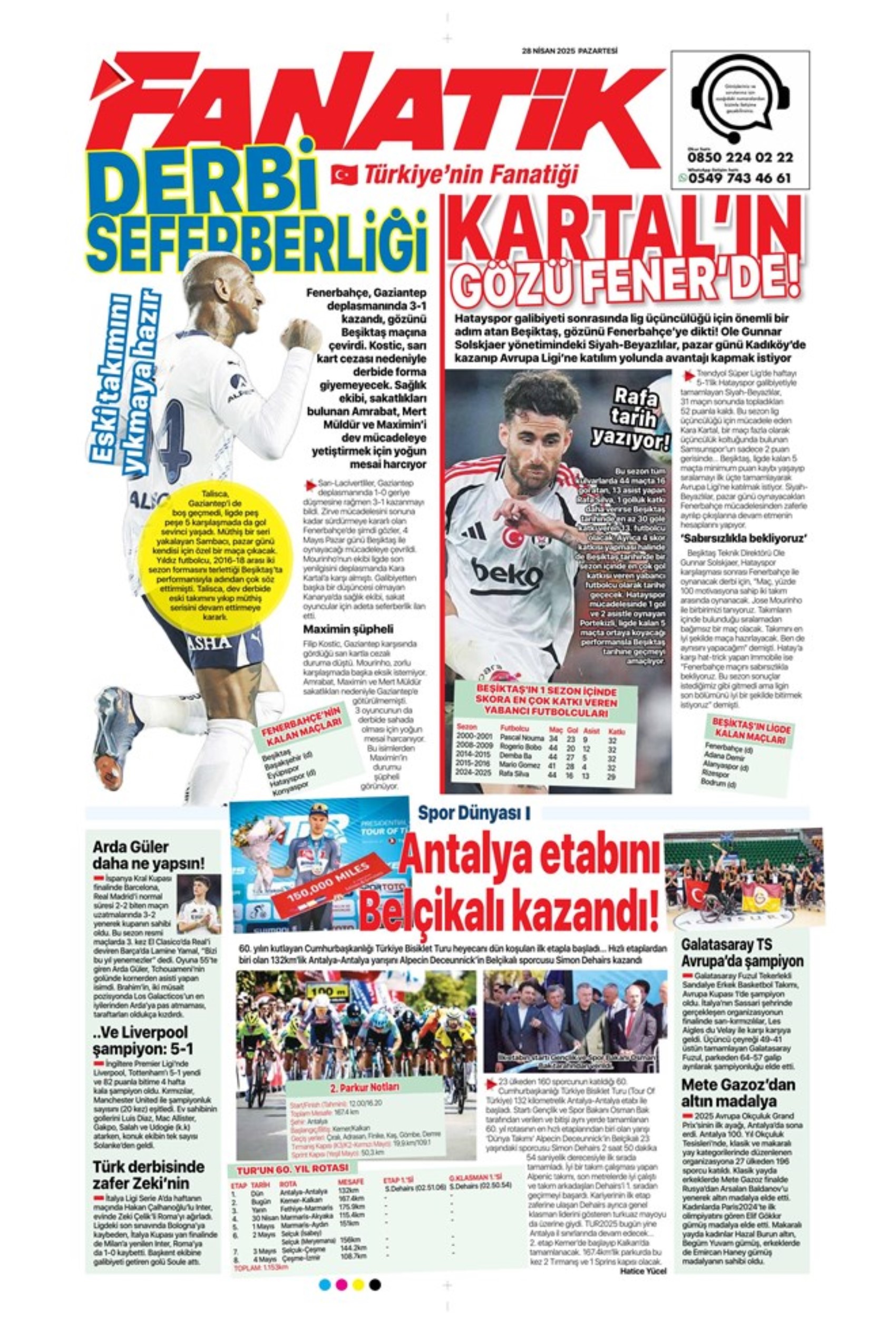 Sporda günün manşetleri: 5.yıldıza 5 golle selam