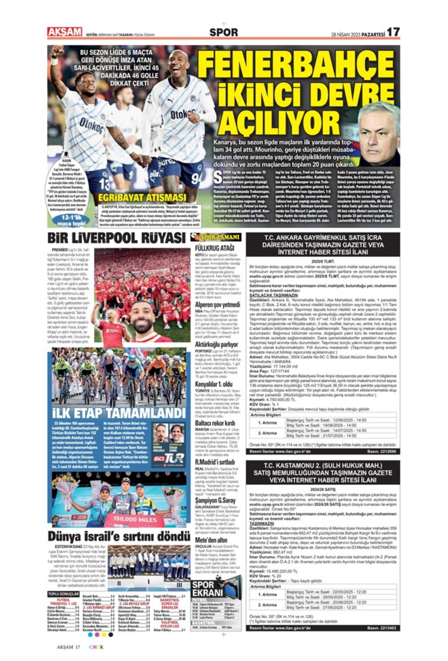 Sporda günün manşetleri: 5.yıldıza 5 golle selam