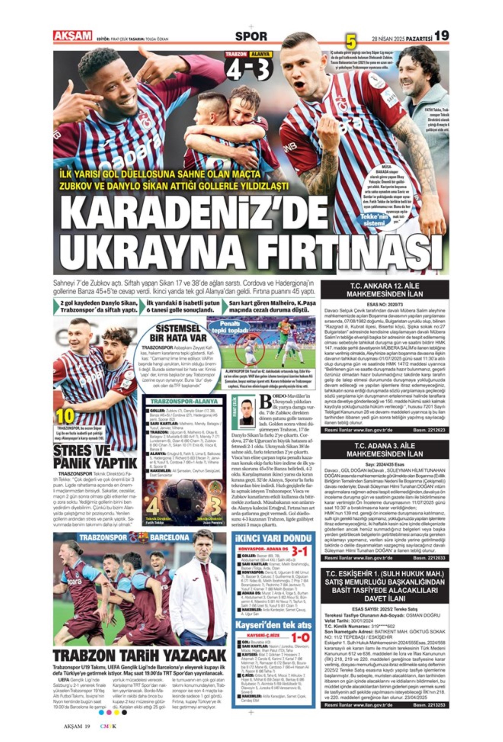 Sporda günün manşetleri: 5.yıldıza 5 golle selam