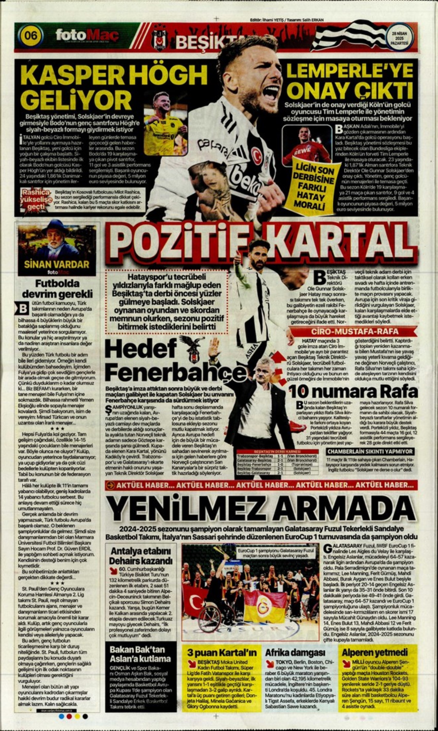 Sporda günün manşetleri: 5.yıldıza 5 golle selam