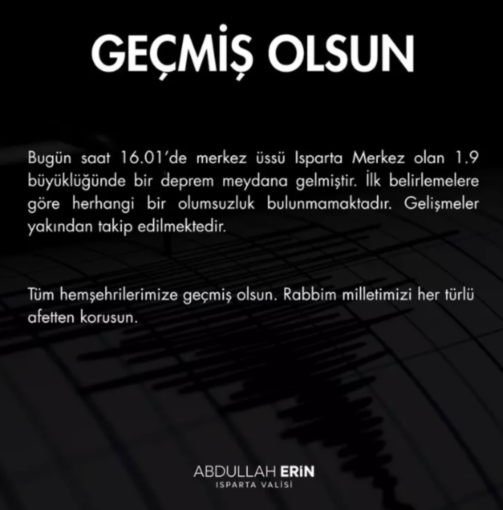 Isparta Valiliği'nin 1.9'luk deprem için paylaştığı mesaj gündem oldu: Binayı elimle ittirsem...