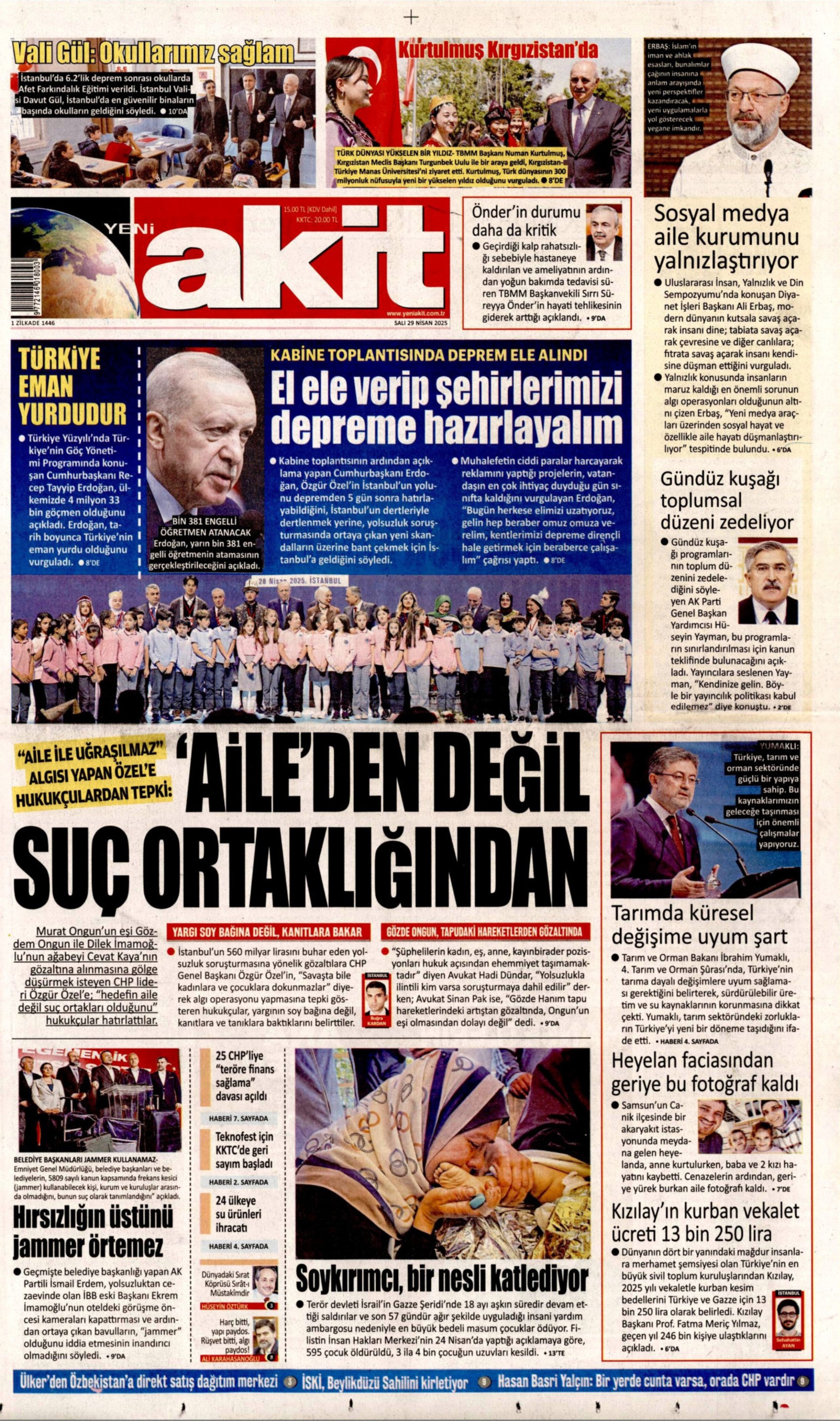 29 Nisan 2025 gazete manşetleri: Yandaş medyanın hedefinde muhalefet var