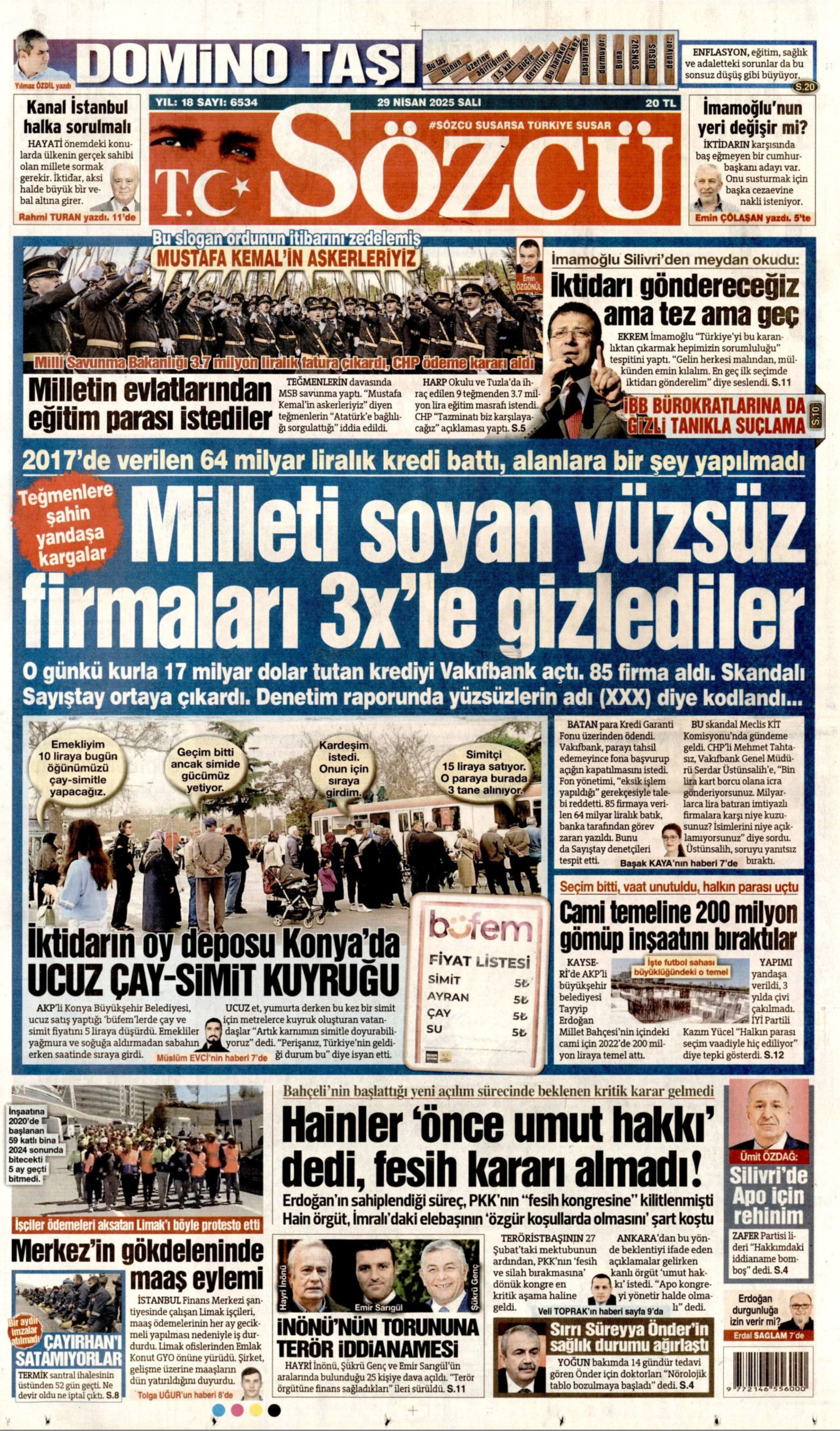 29 Nisan 2025 gazete manşetleri: Yandaş medyanın hedefinde muhalefet var
