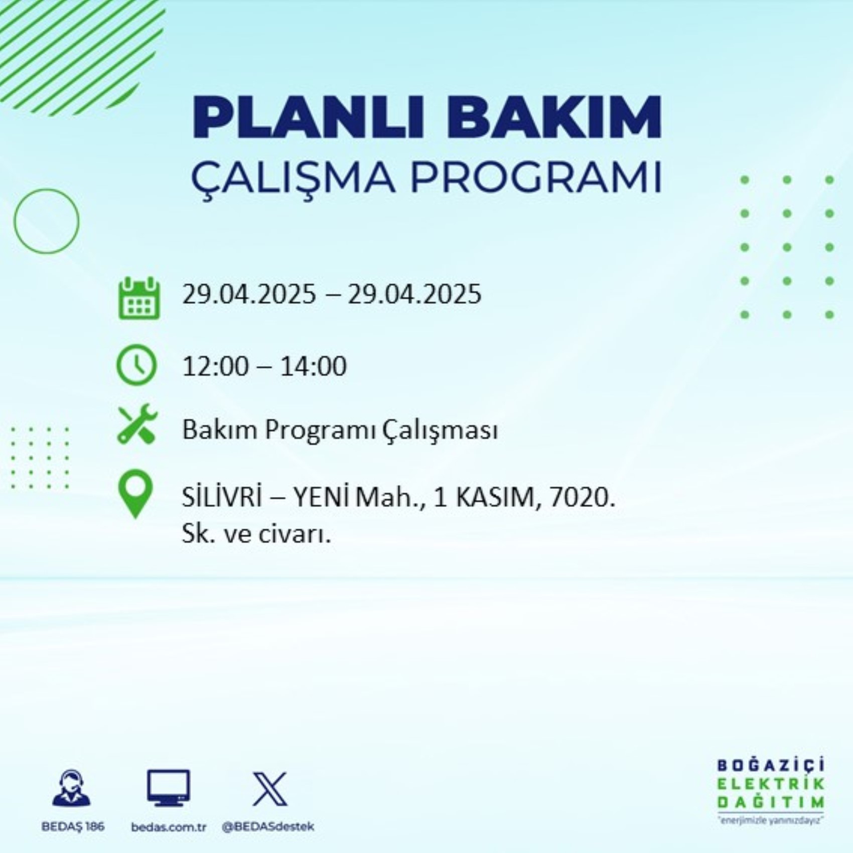 BEDAŞ paylaştı: İstanbul'da 29 Nisan Salı günü elektrik kesintisi yaşanacak ilçeler