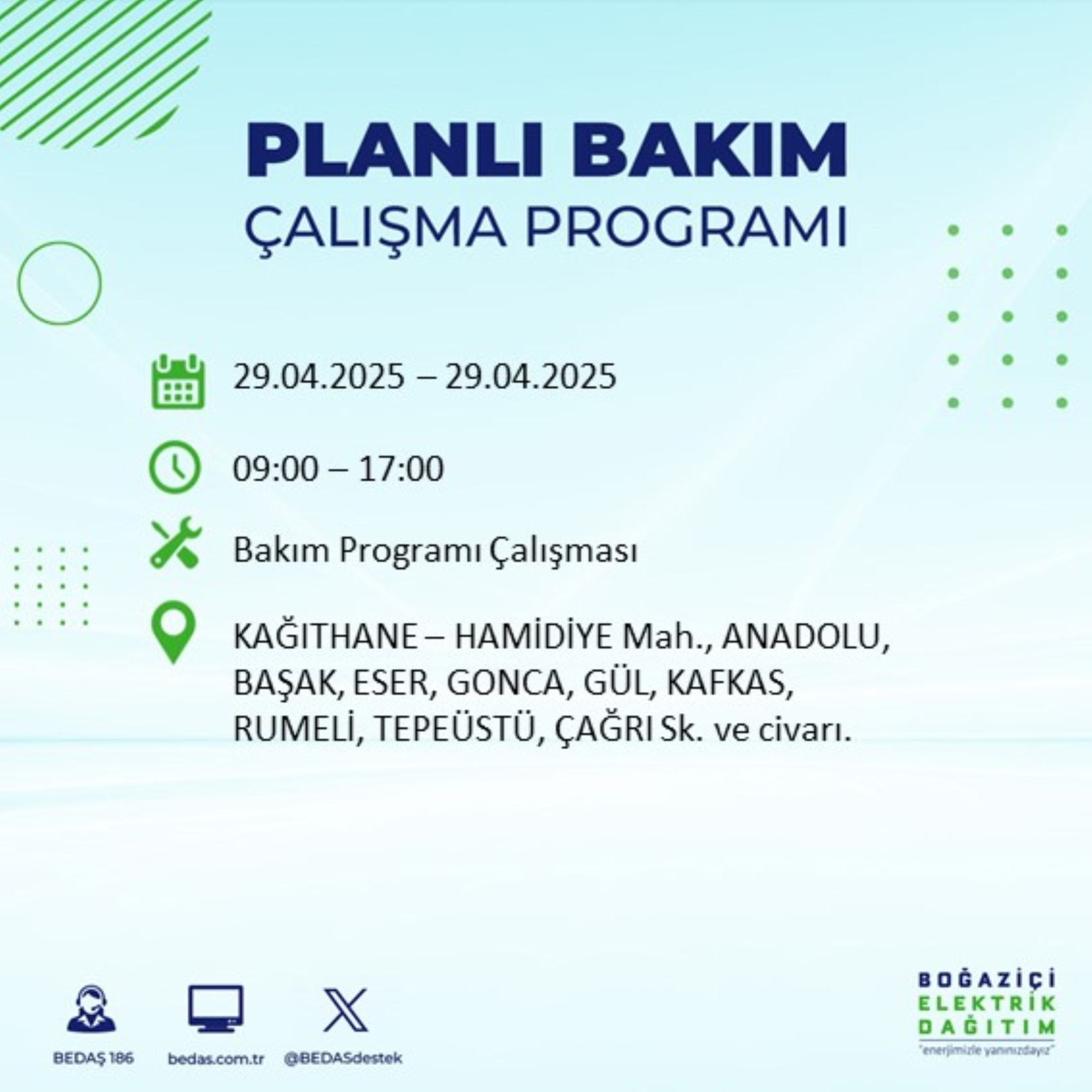 BEDAŞ paylaştı: İstanbul'da 29 Nisan Salı günü elektrik kesintisi yaşanacak ilçeler