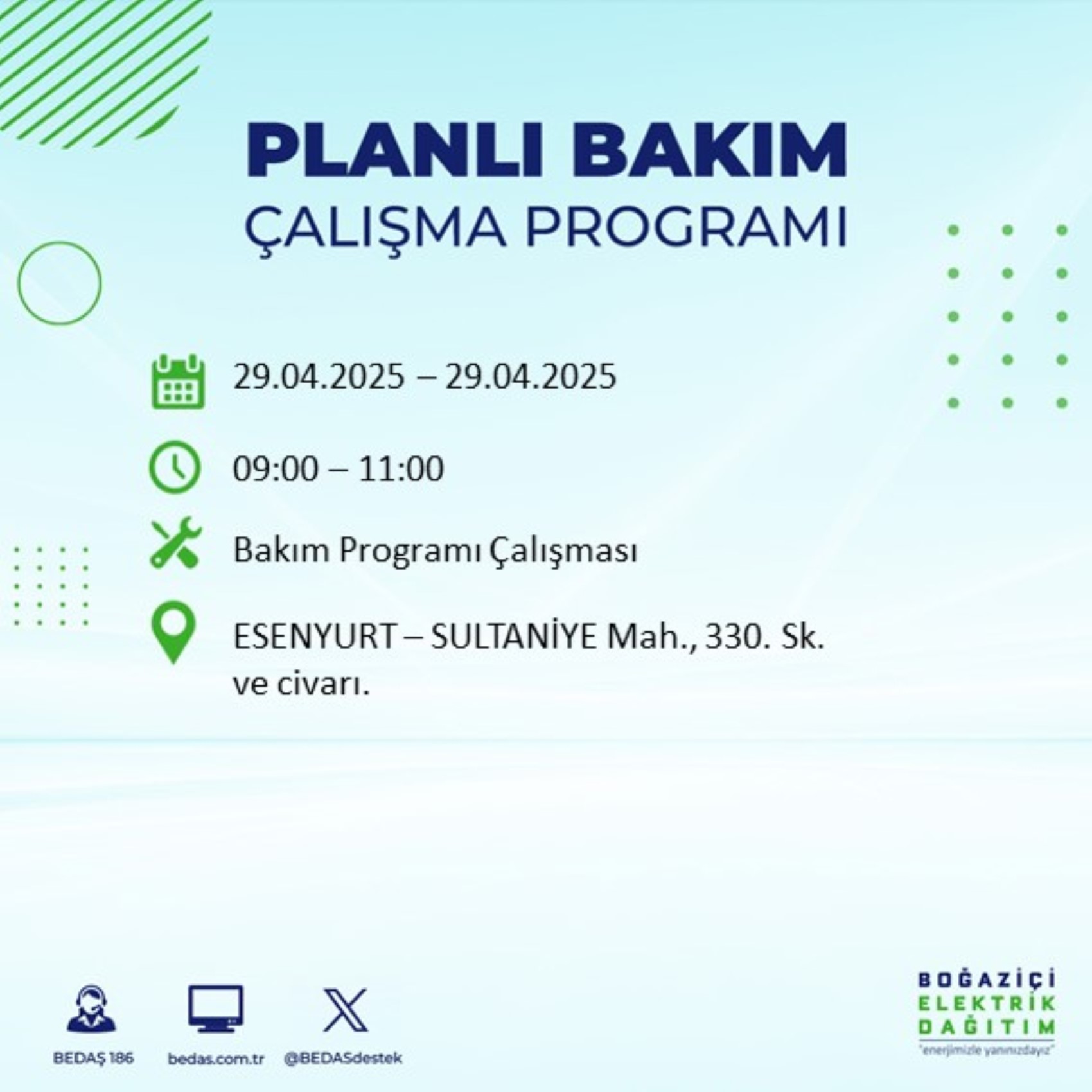 BEDAŞ paylaştı: İstanbul'da 29 Nisan Salı günü elektrik kesintisi yaşanacak ilçeler